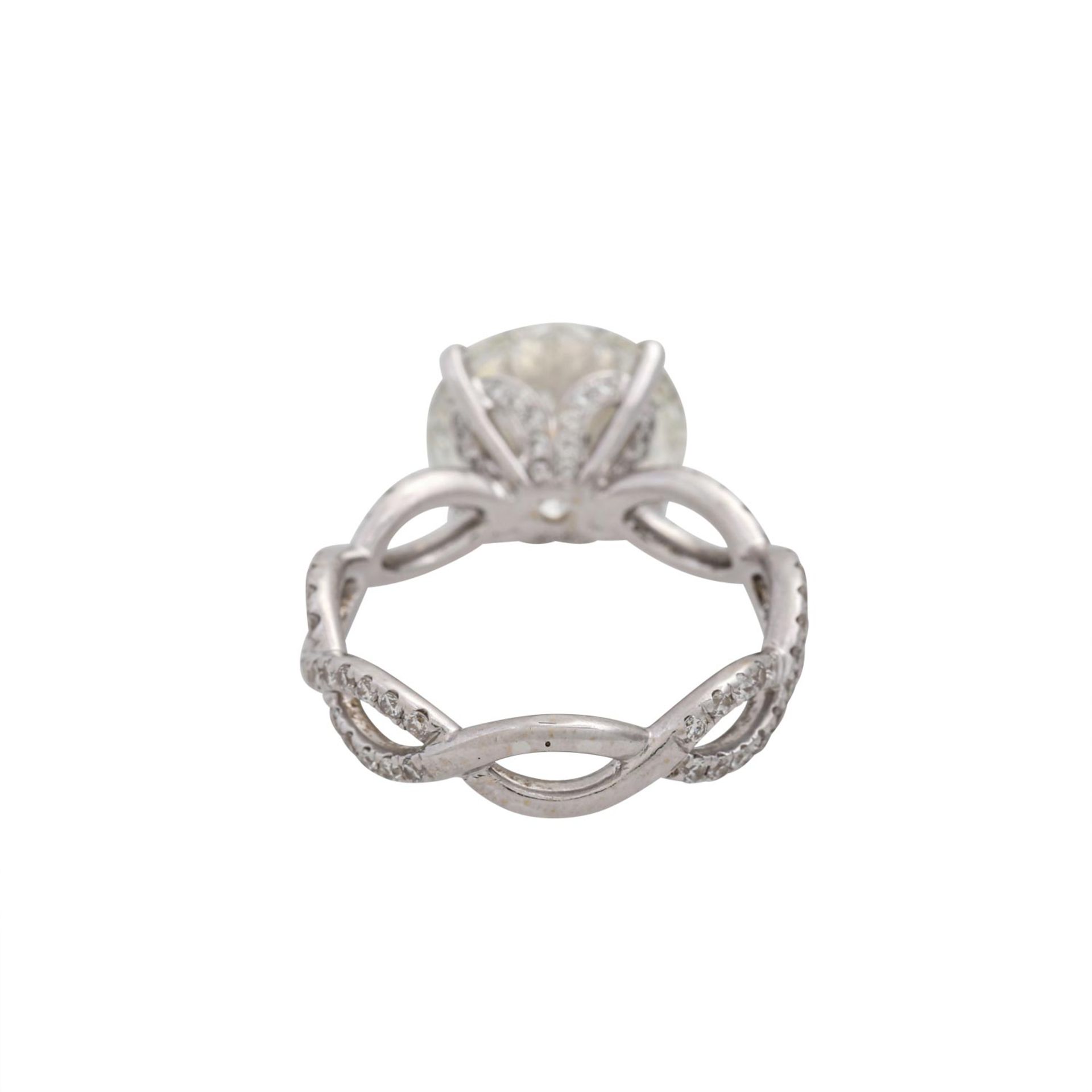 Ring mit Brillant von 5,00 ct,LGW (I)/P1, ex/ex/ex, weitere kleine Diamanten zus. ca. - Bild 4 aus 9