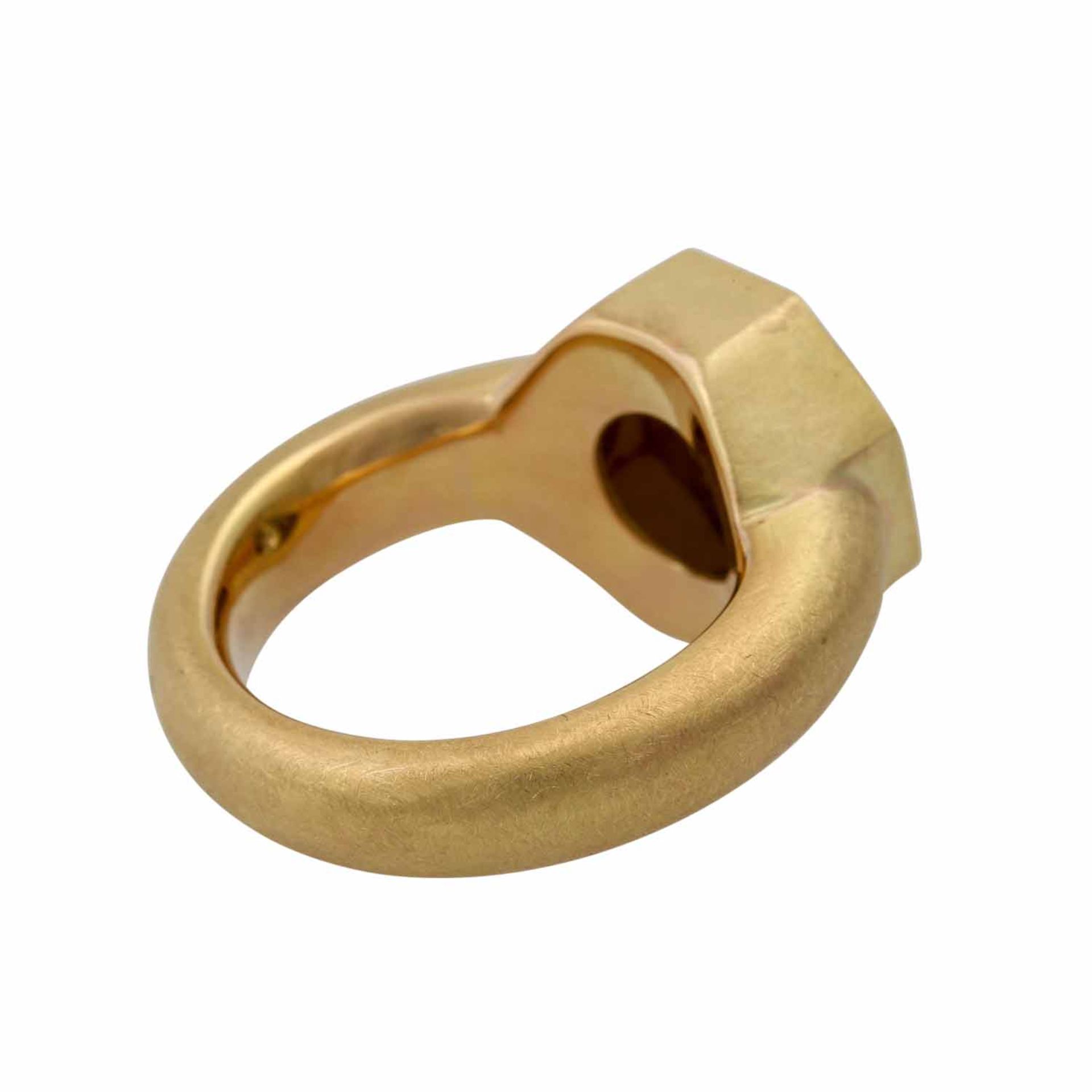 Ring mit Brillant 5,02 ct,GET (P-R)/VS1, gefasst in schwerer Goldfassung 18K, außen m - Bild 3 aus 7