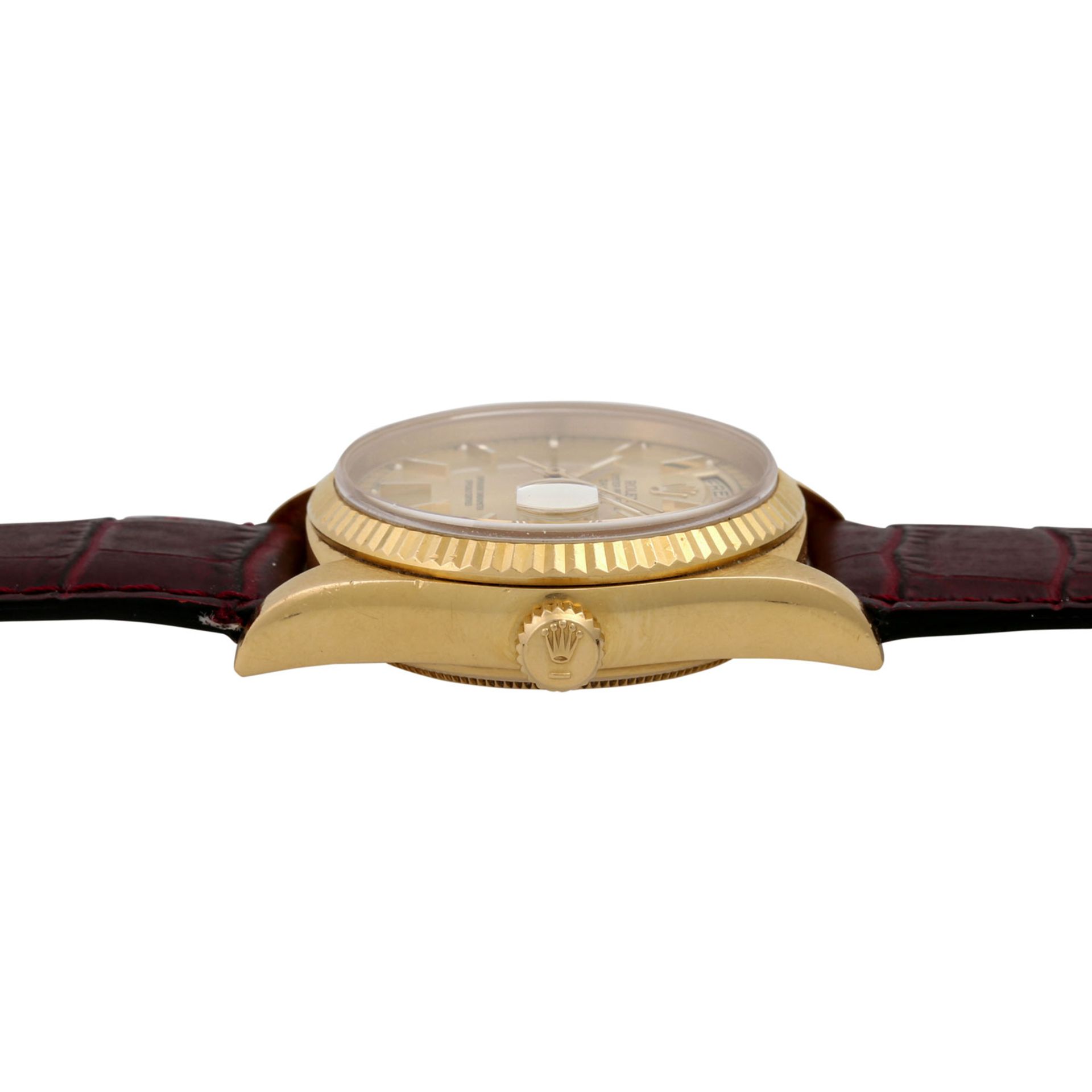 ROLEX Vintage DayDate, Ref. 18038. Armbanduhr.Gold 18K. Automatic-Werk. Lederband mit - Image 3 of 6