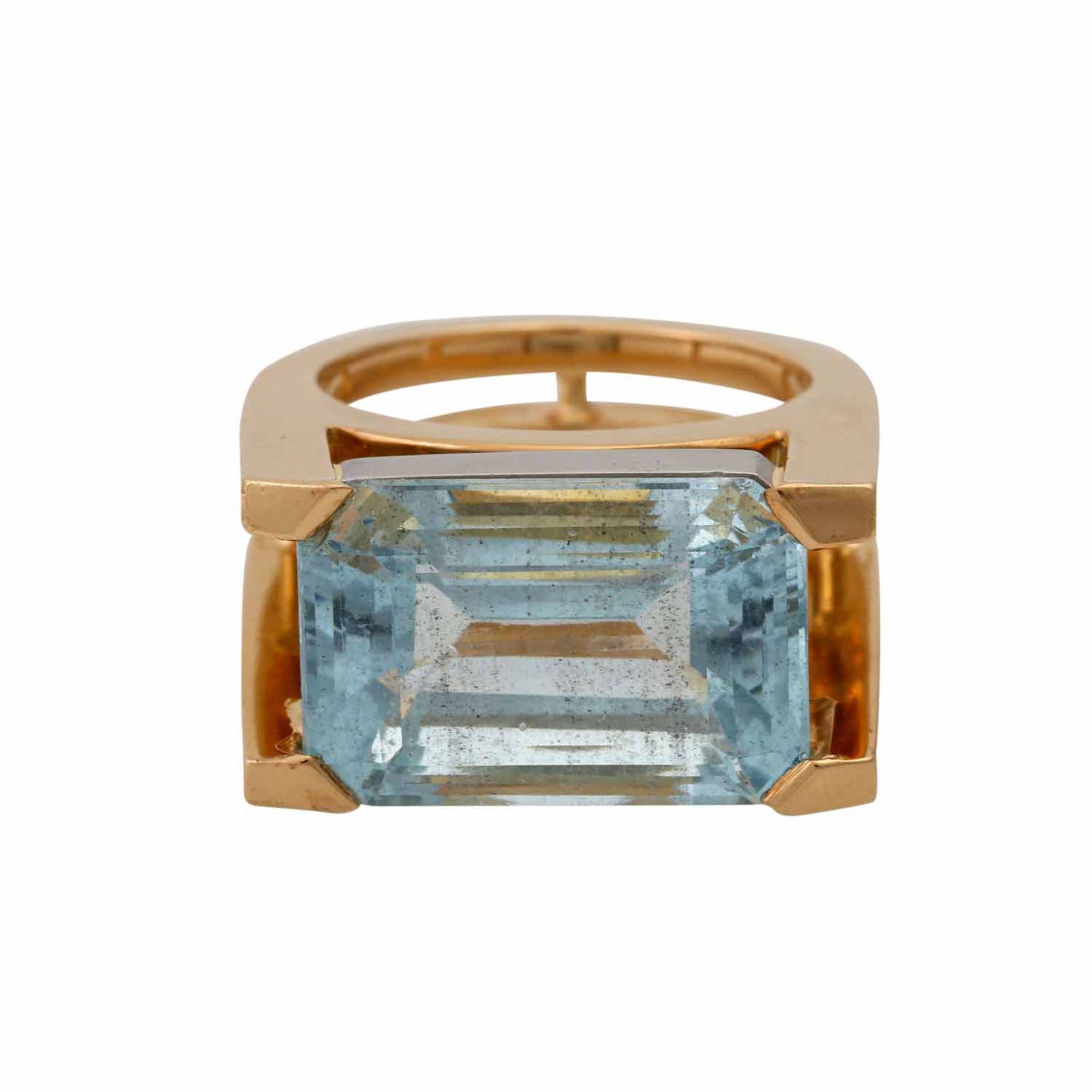 Ring mit Aquamarin ca. 15 ct,in moderner Ringfassung aus GG/WG 18K, 26,9 gr, RW: 61, 2 - Image 2 of 5