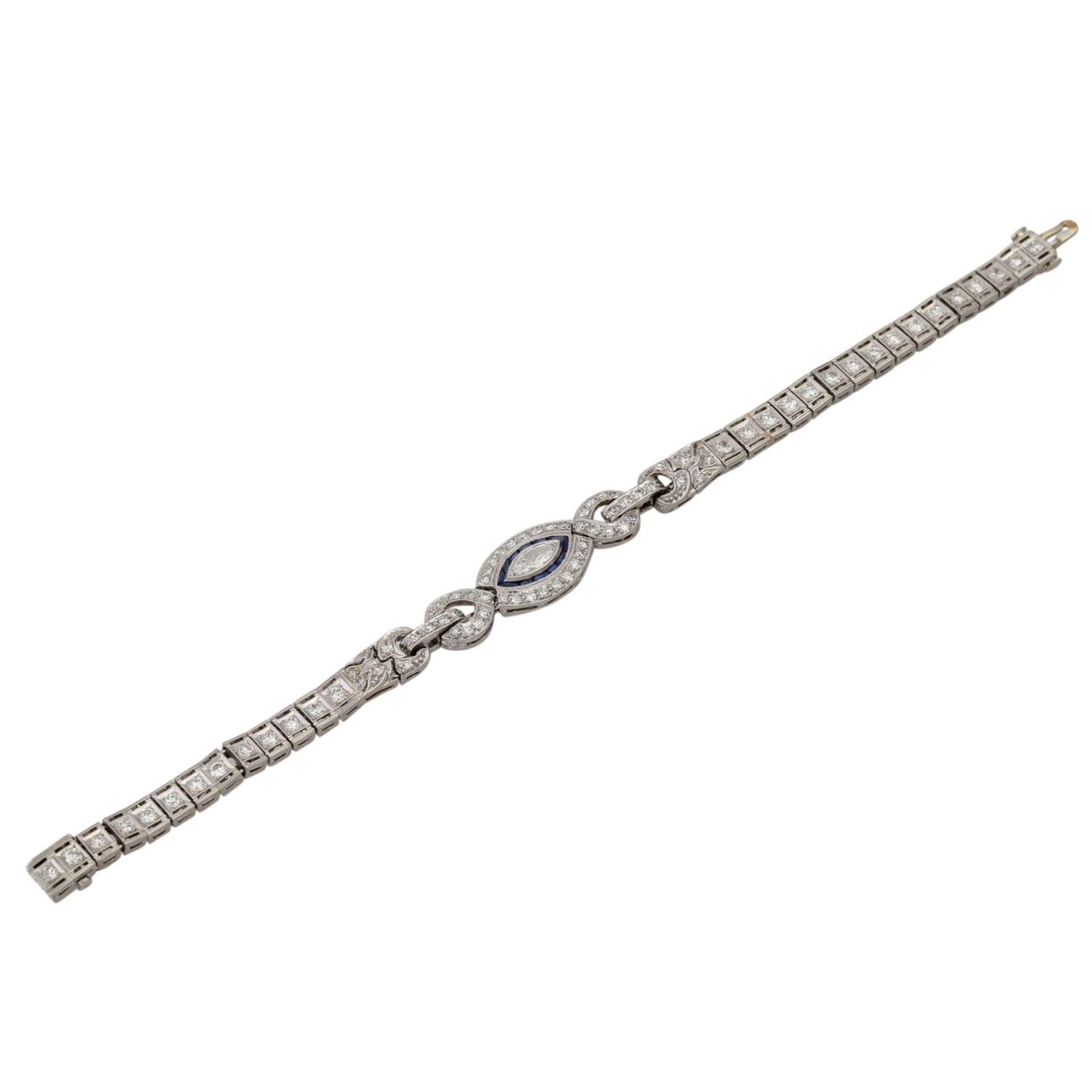 Armband mit Saphiren und Diamanten,zentraler Navette-Diamant ca. 0,35 ct, weitere Diam - Image 3 of 4