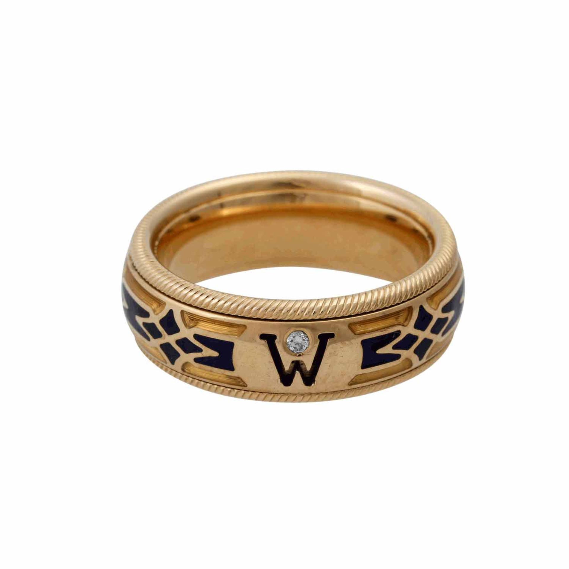 WELLENDORFF Ring "Baronesse" mit Brillantvon 0,02 ct und blauem/gelbem Email, drehbar, - Image 2 of 5