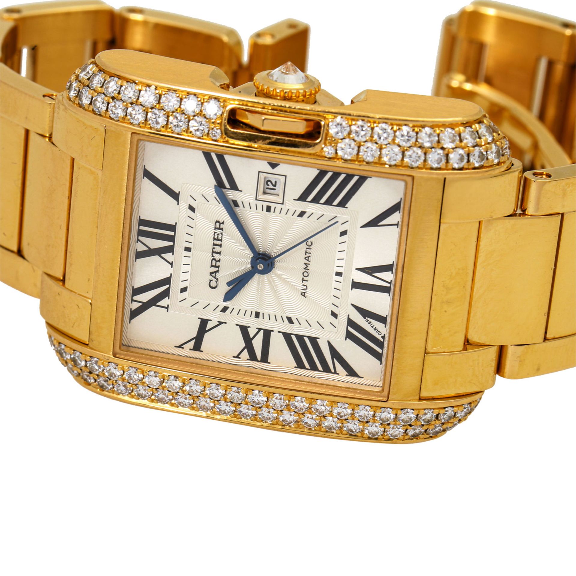 CARTIER Tank Anglaise, Ref. 3508. Damenuhr.Gold 18K, Lünette mit Diamanten. Automatic - Image 9 of 11