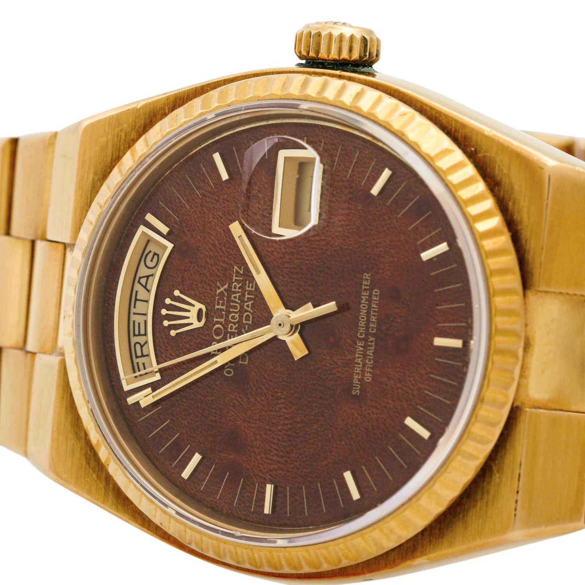 ROLEX Vintage DayDate Oysterquartz "Wurzelholz". Armbanduhr.Gold 18K. Quarz-Werk. Deut - Image 8 of 8