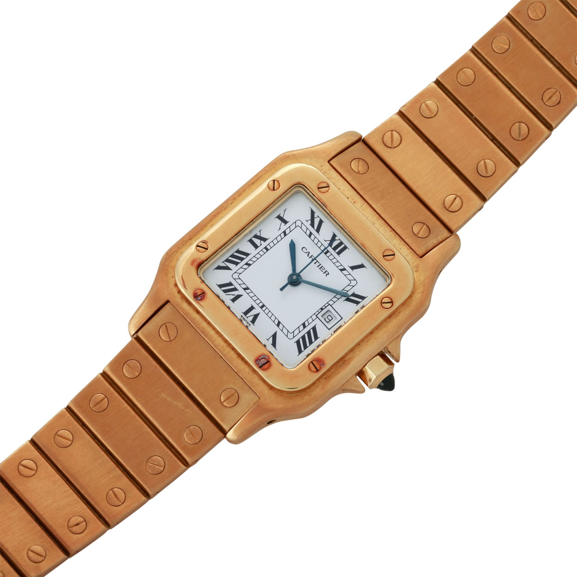 CARTIER Santos Automatique. Armbanduhr.Gold 18K. Automatic-Werk. Deutliche Gebrauchssp - Image 4 of 7