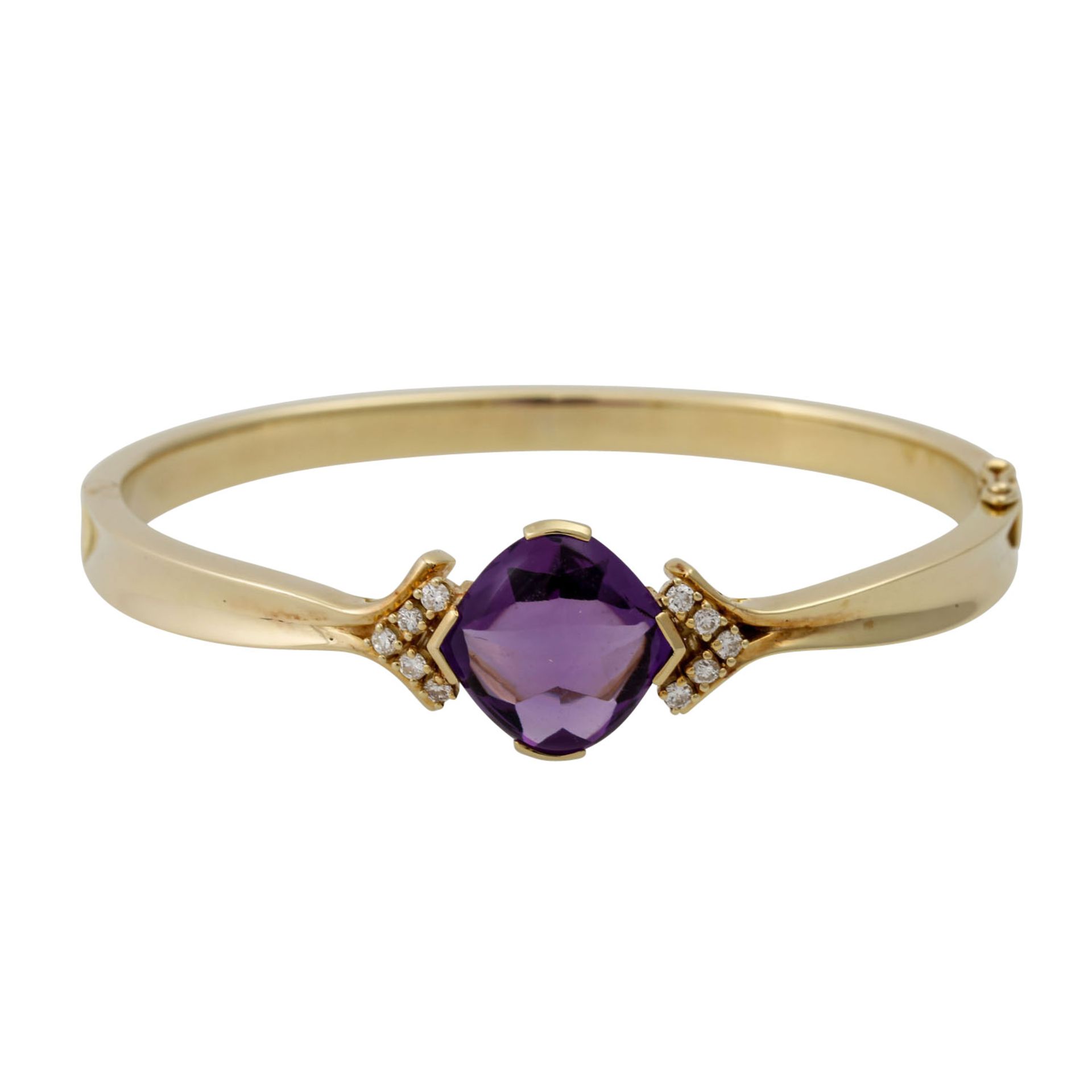 Konvolut mit Amethysten im Fantasieschliff und Brillanten,GG 14K, bestehend aus Armrei - Image 4 of 8