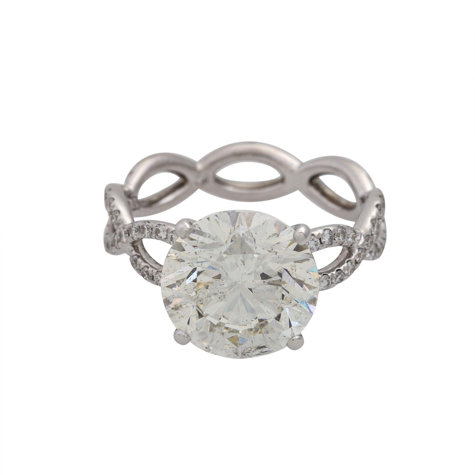 Ring mit Brillant von 5,00 ct,LGW (I)/P1, ex/ex/ex, weitere kleine Diamanten zus. ca. - Bild 2 aus 9