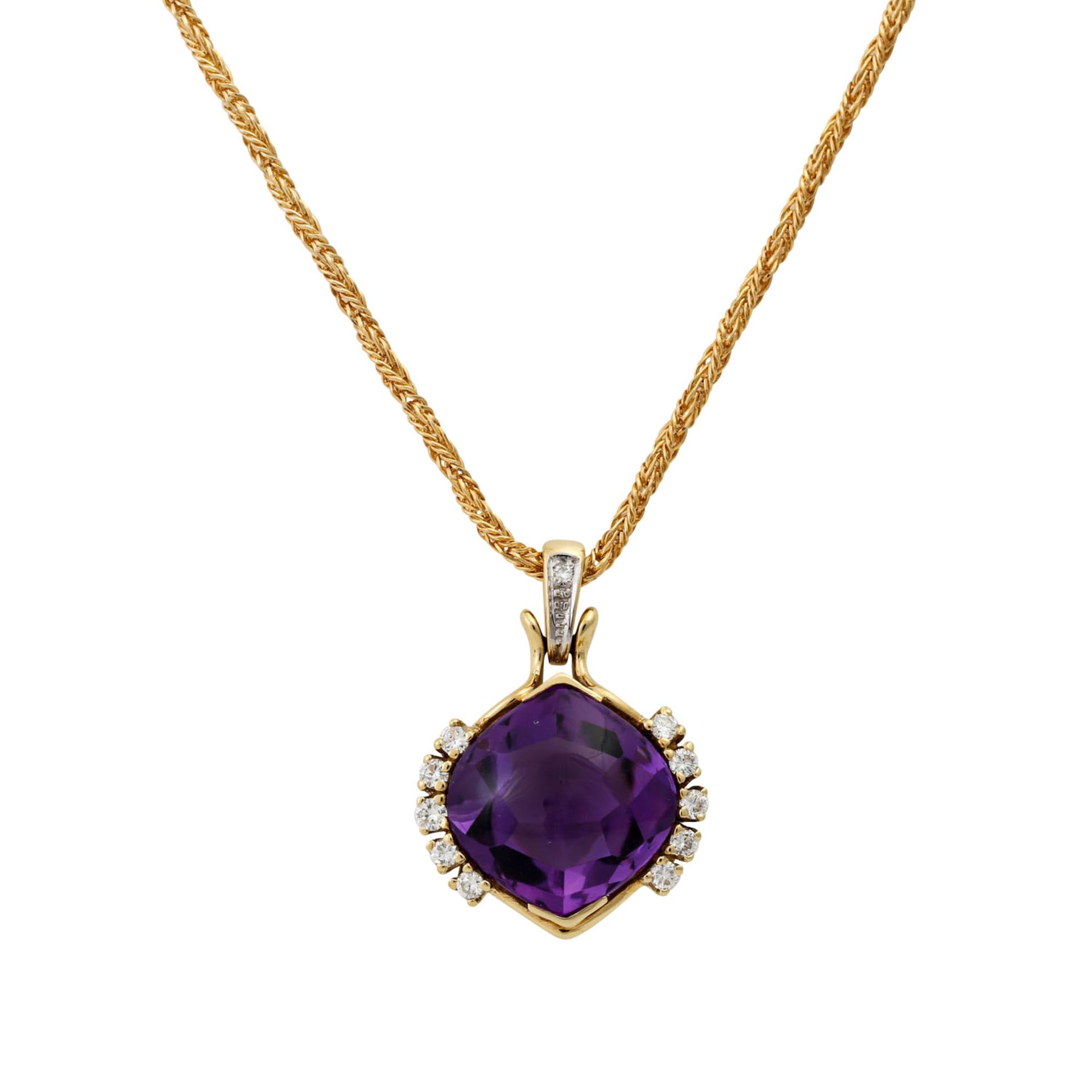 Konvolut mit Amethysten im Fantasieschliff und Brillanten,GG 14K, bestehend aus Armrei - Image 3 of 8