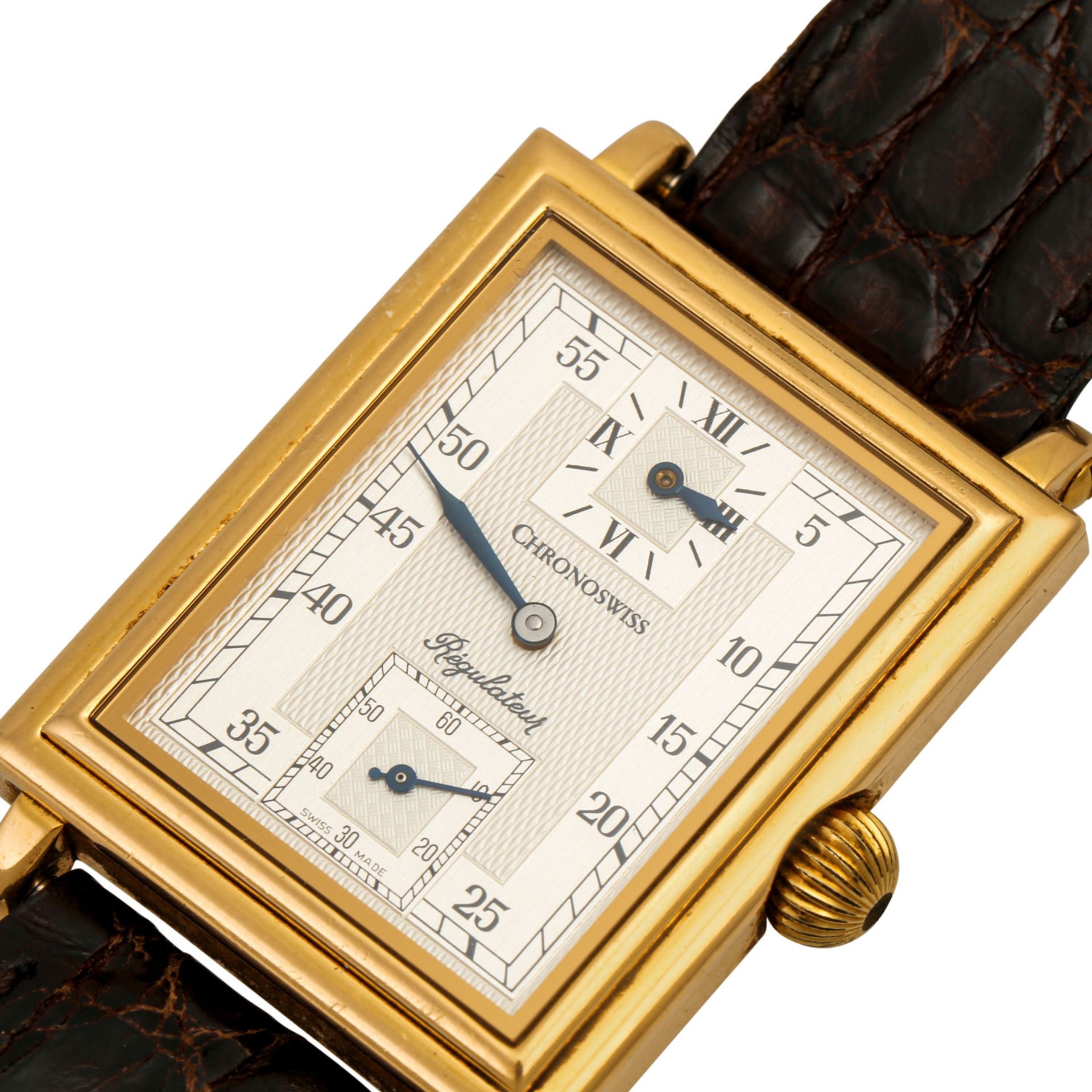 CHRONOSWISS Vintage Regulateur. Herrenuhr.Gold 18K. Handaufzug-Werk. Leatherband mit S - Image 5 of 6