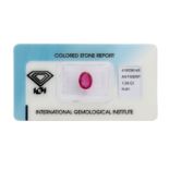 1 loser Rubin von 1,38 ct transparent, inkl. IGI Zertifikat. | Loose ruby of