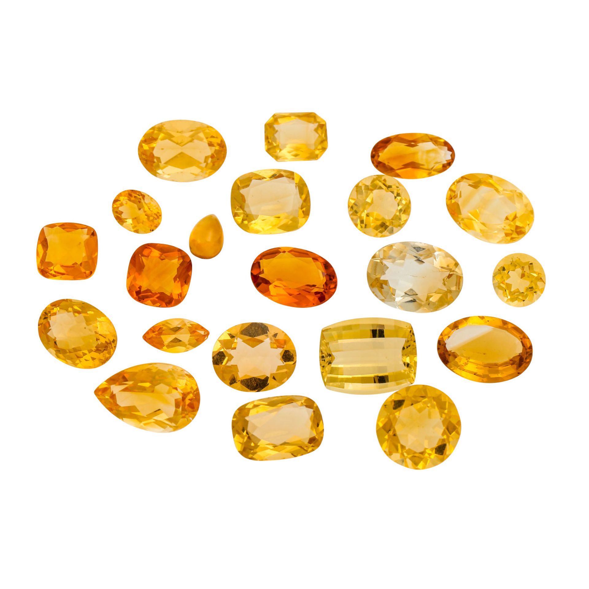 Konvolut Citrine und Amethyste Lot 1: Citrin von 47 ct (Trillionschliff, 24×24,3×15, - Bild 2 aus 5