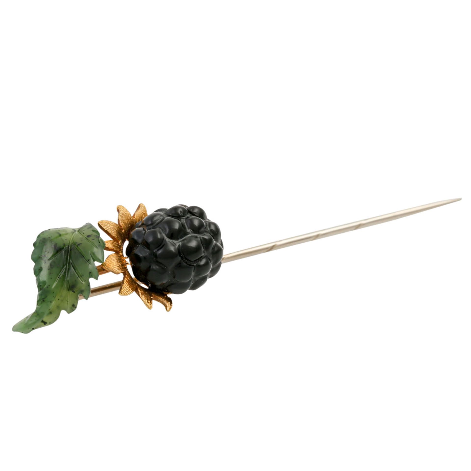 VICTOR MAYER Anstecknadel "Brombeere", GG 18K, 4,4 gr, Onyx und Nephrit geschnitten, L - Image 2 of 4