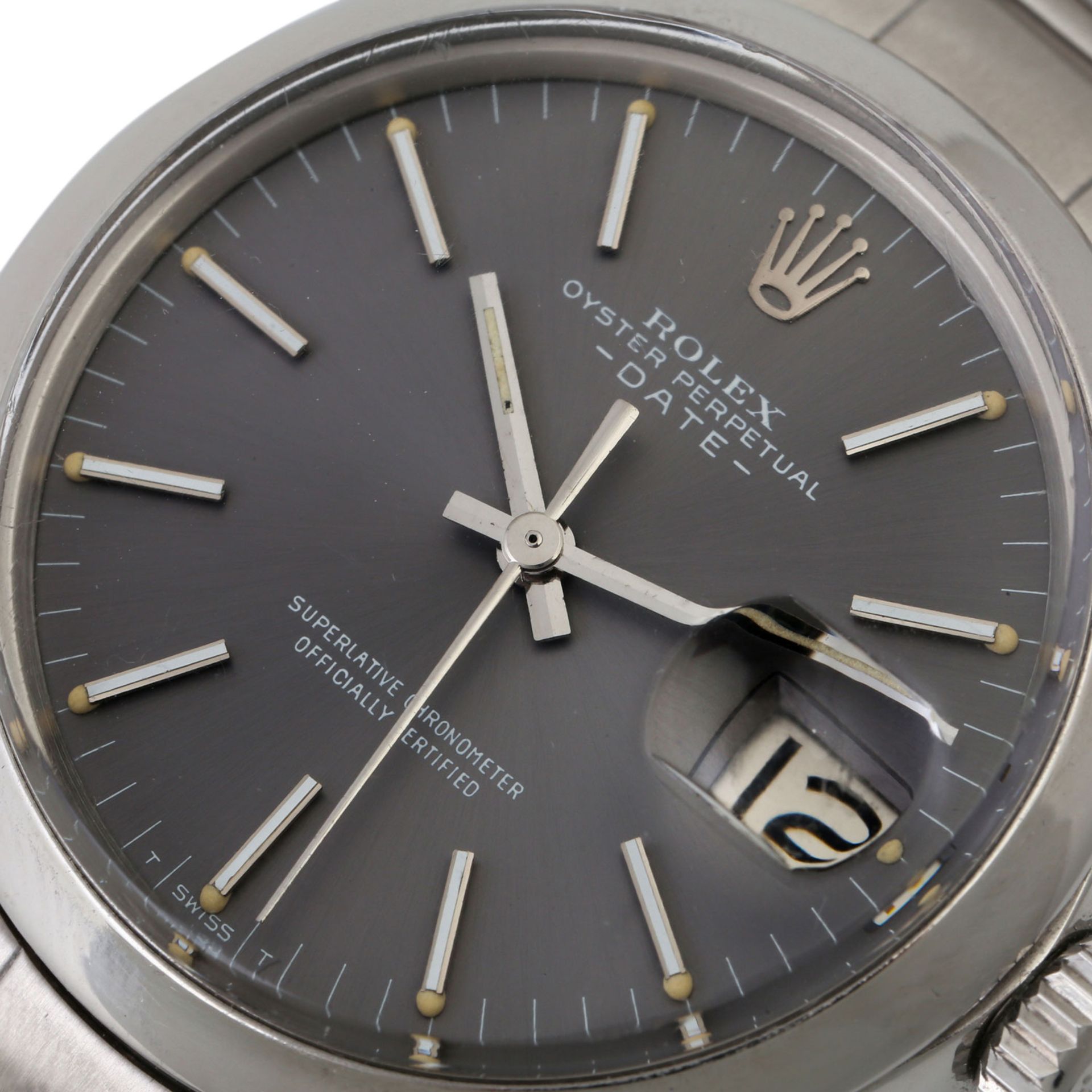 ROLEX Date, Ref. 1500. Armbanduhr. Edelstahl. Automatic-Werk. Deutliche Gebrauchsspure - Bild 5 aus 5