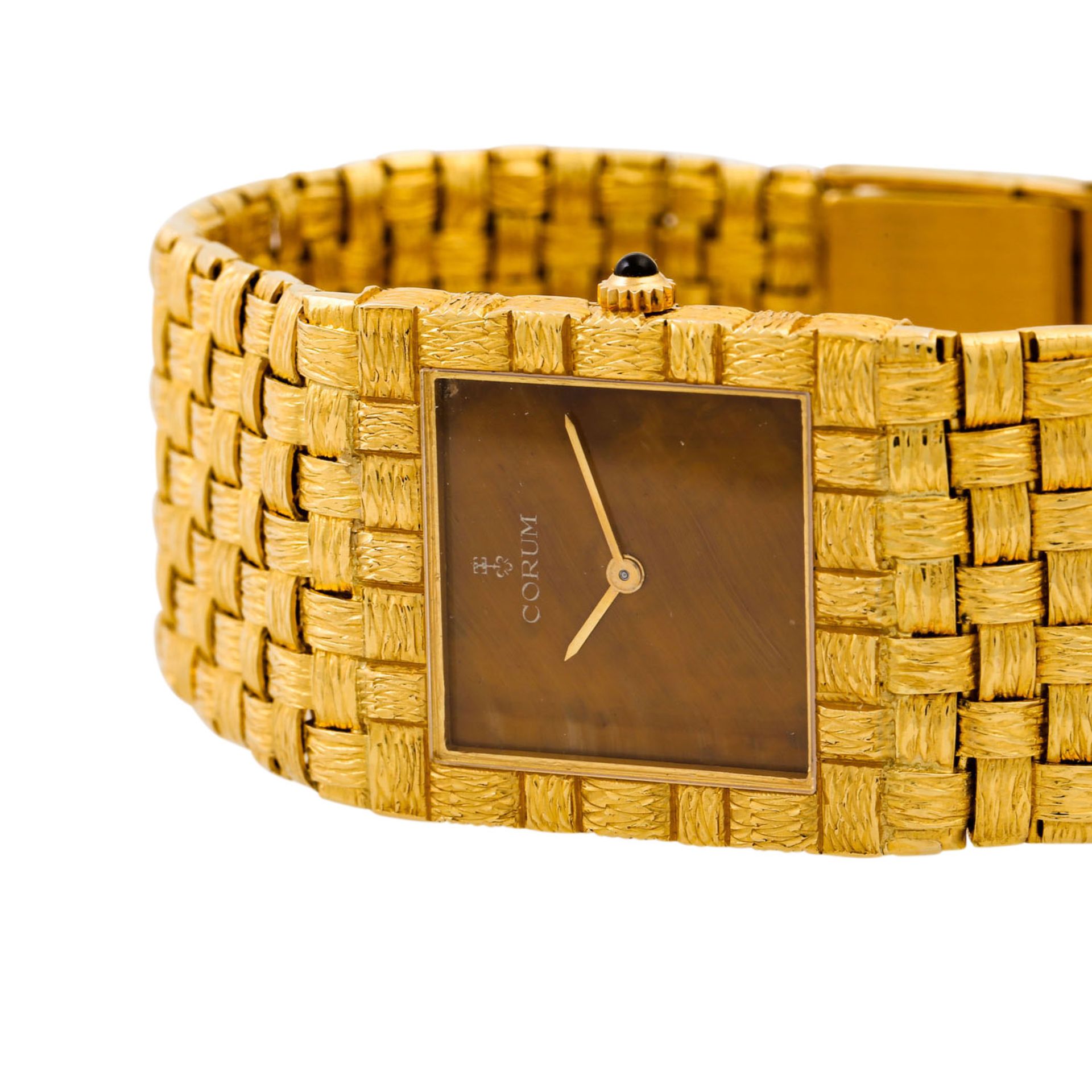 CORUM Vintage Armbanduhr mit "Tigerauge-Zifferblatt". Gold 18K. Handaufzug-Werk. Gebra - Image 6 of 7