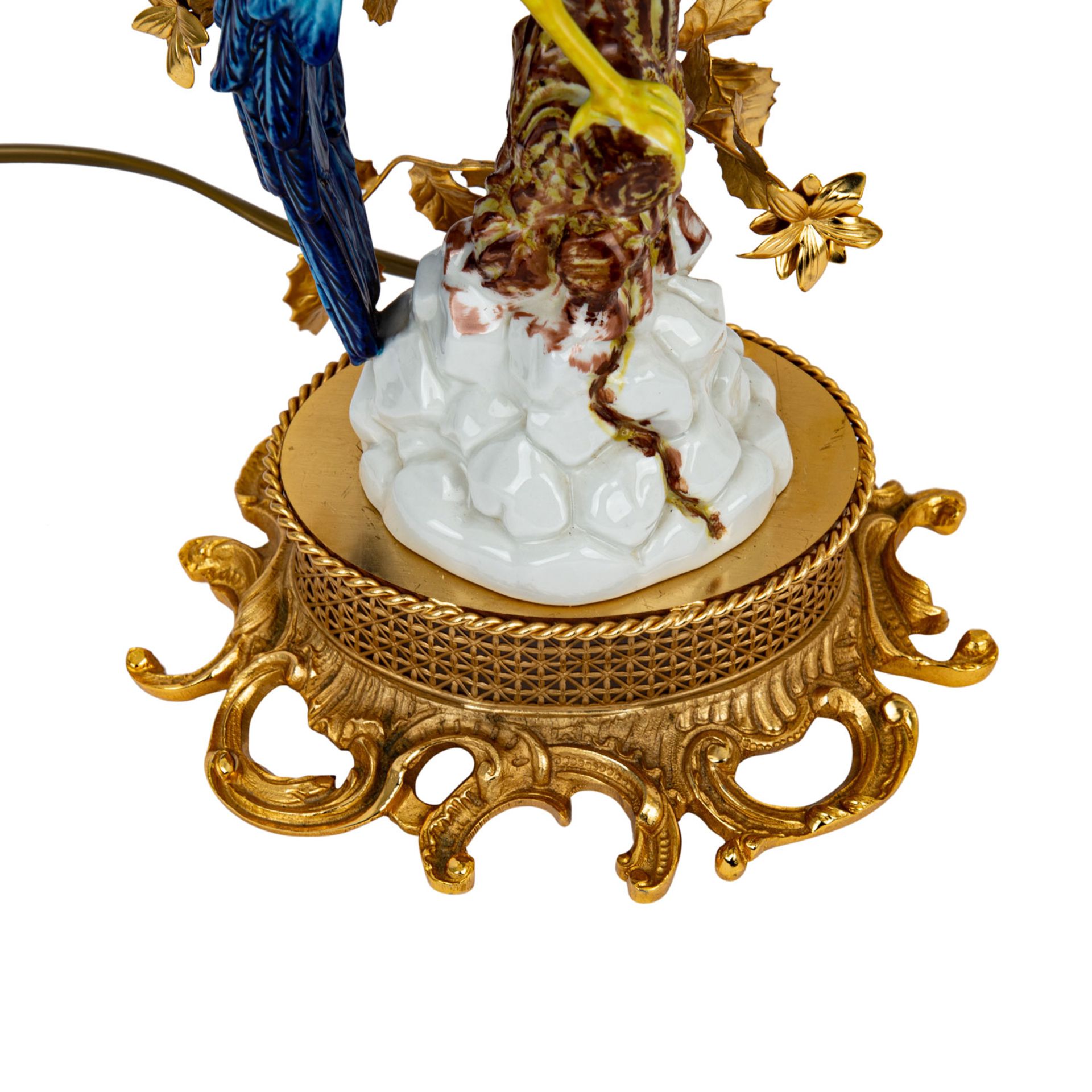ITALIEN Paar Tischlampen mit Vogelfiguren, 20. Jhd. Paar einflammige Leuchten aus gold - Image 7 of 11