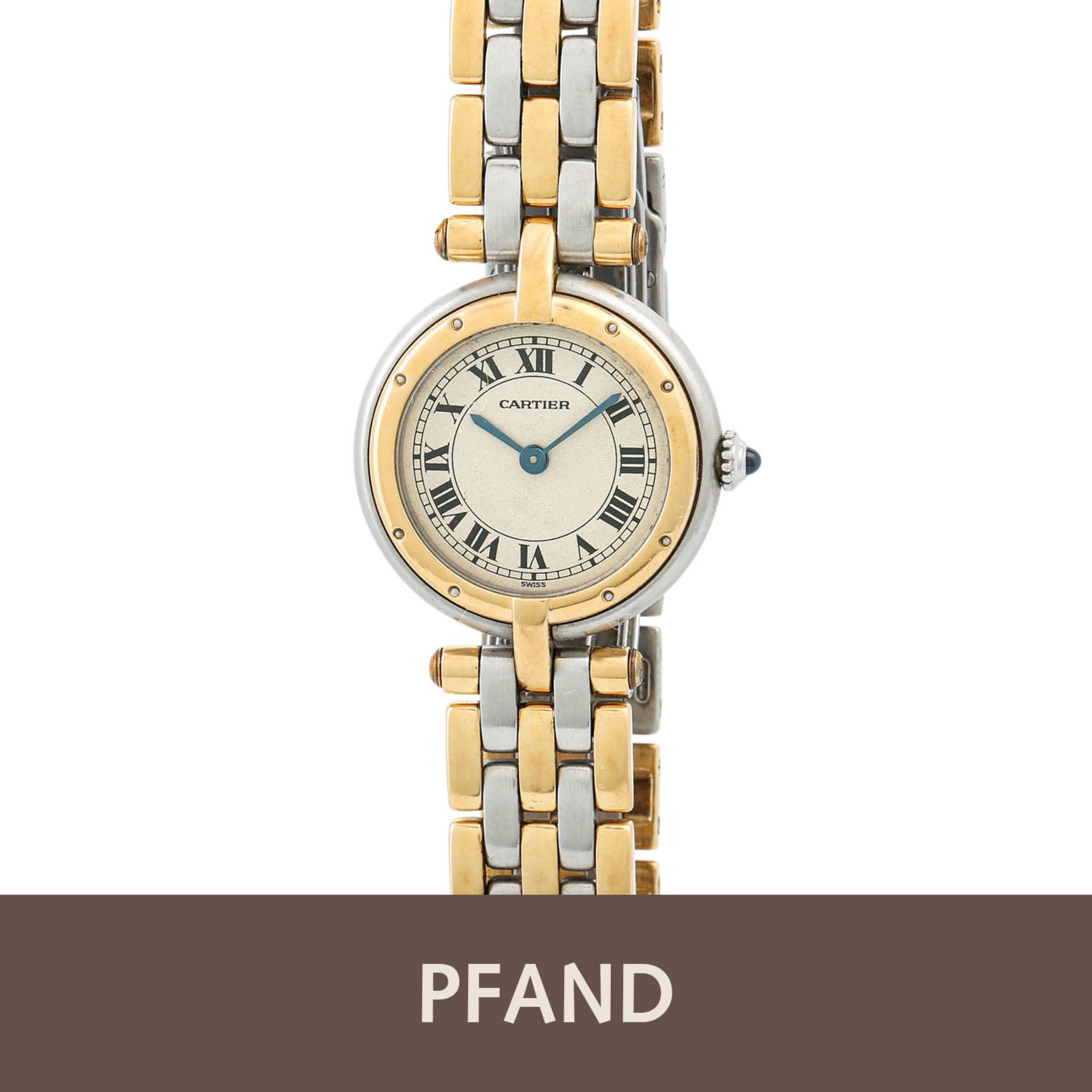 PFANDAUKTION - Cartier Damenuhr Stahl Gold Quarz Ref. 166920 Cartier Damenuhr Stahl Go