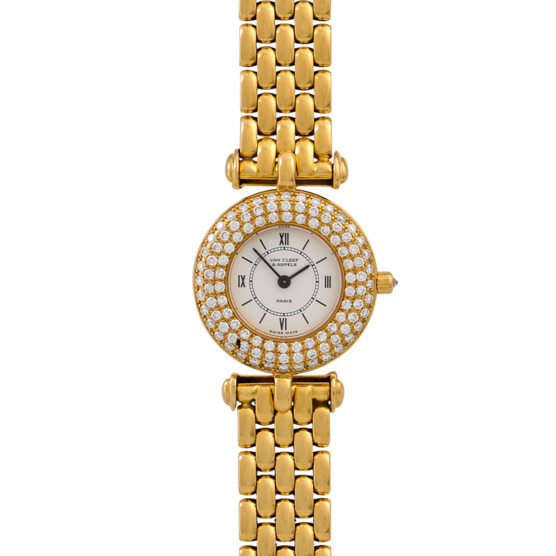 VAN CLEEF & ARPELS Vintage Damenuhr, Ref. 18641. Gold 18K, Lünette mit Diamanten. Qua