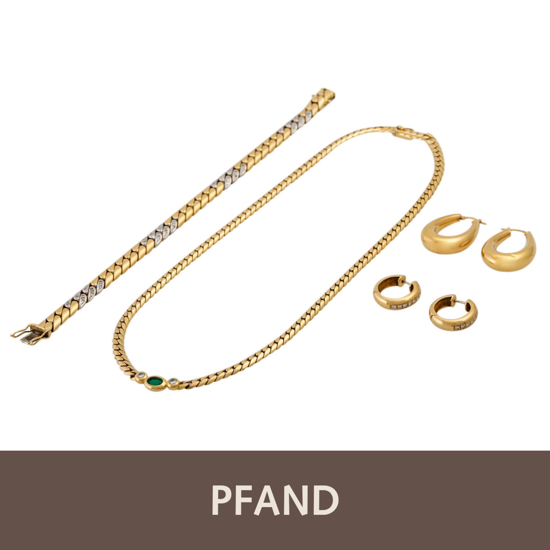 PFANDAUKTION - 1 WEMPE Collier 18 K GG mit Smaragd 1 WEMPE Collier 18 K GG mit Smaragd