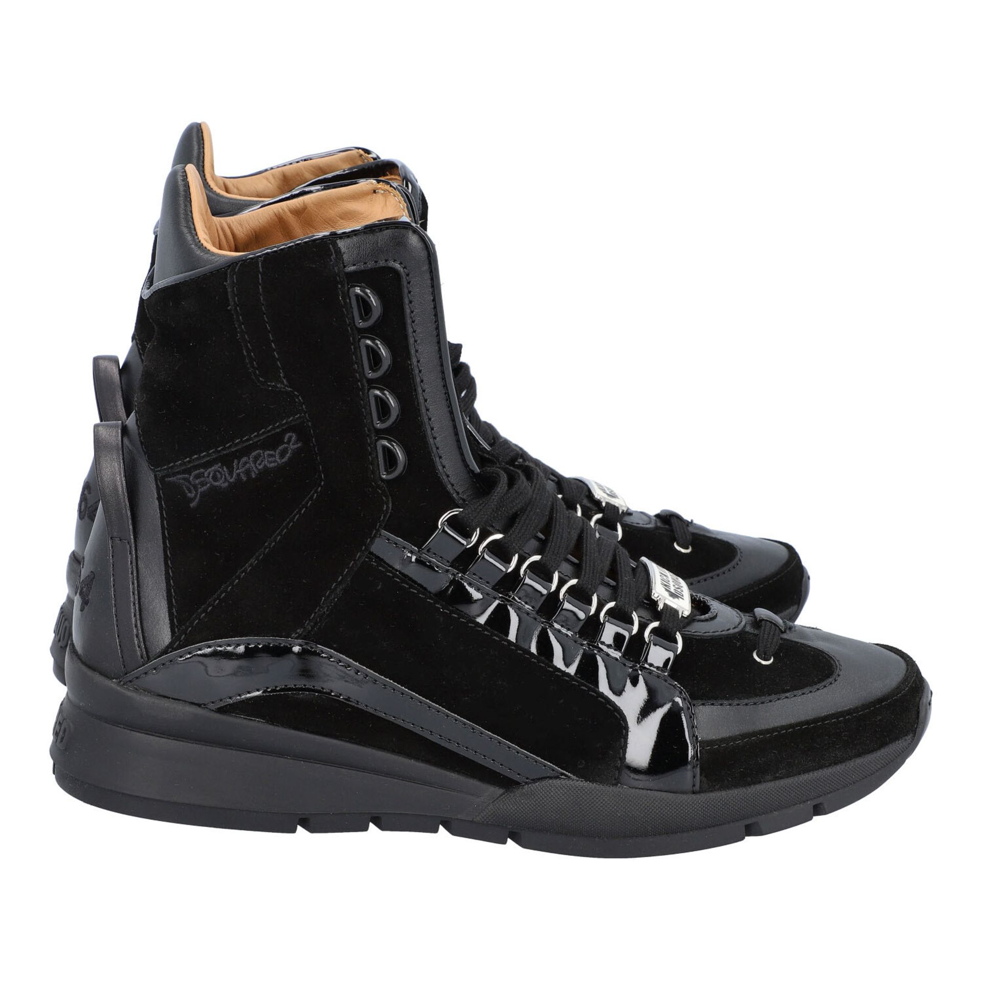 DSQUARED Paar Schuhe Gr. 43, NP: ca. 400 €, Leder und Wildleder, hoher Schuh, ungetr - Image 3 of 4