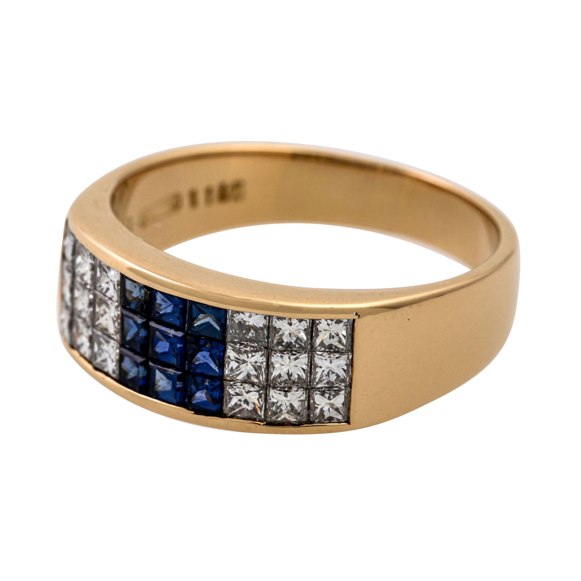 WEMPE Ring mit Saphiren und Brillanten von zus. ca. 1,05 ct, FW (G)/IF, GG 18K, 5,6 gr - Bild 5 aus 5