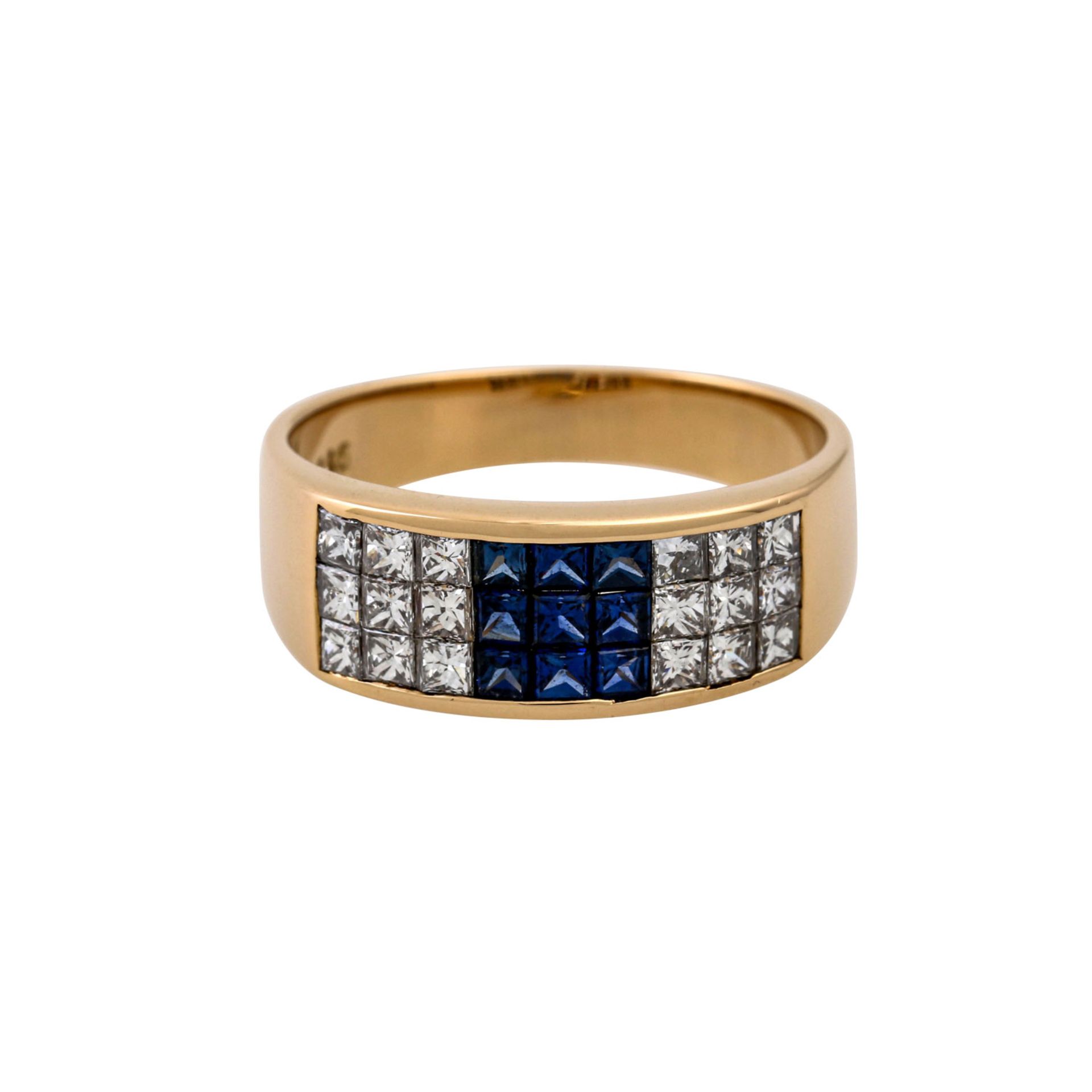 WEMPE Ring mit Saphiren und Brillanten von zus. ca. 1,05 ct, FW (G)/IF, GG 18K, 5,6 gr - Bild 2 aus 5