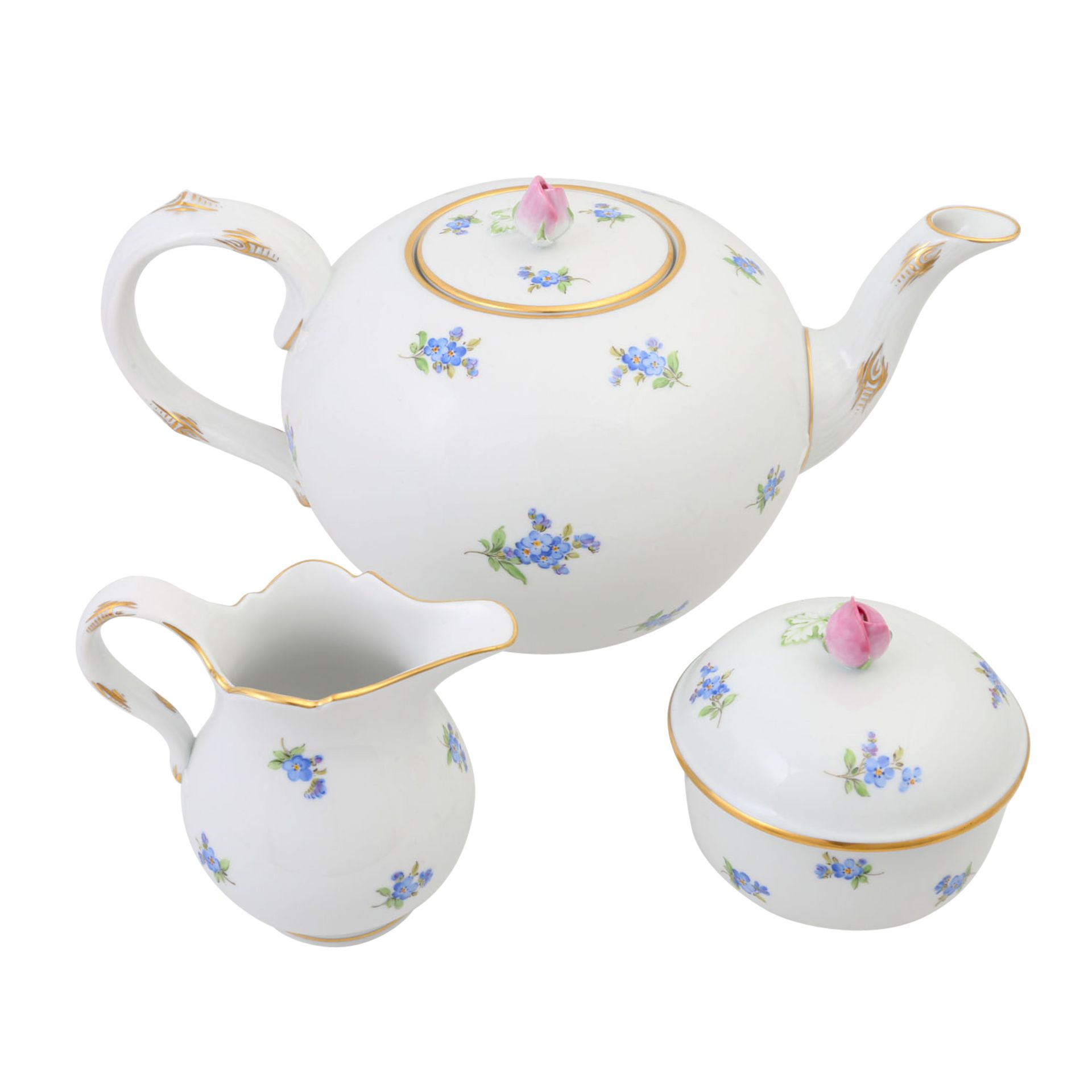 MEISSEN Teeservice f. 6 Personen 'Blaue Streublümchen', 1. Wahl, 20. Jhd. 6 Teetassen - Image 3 of 9