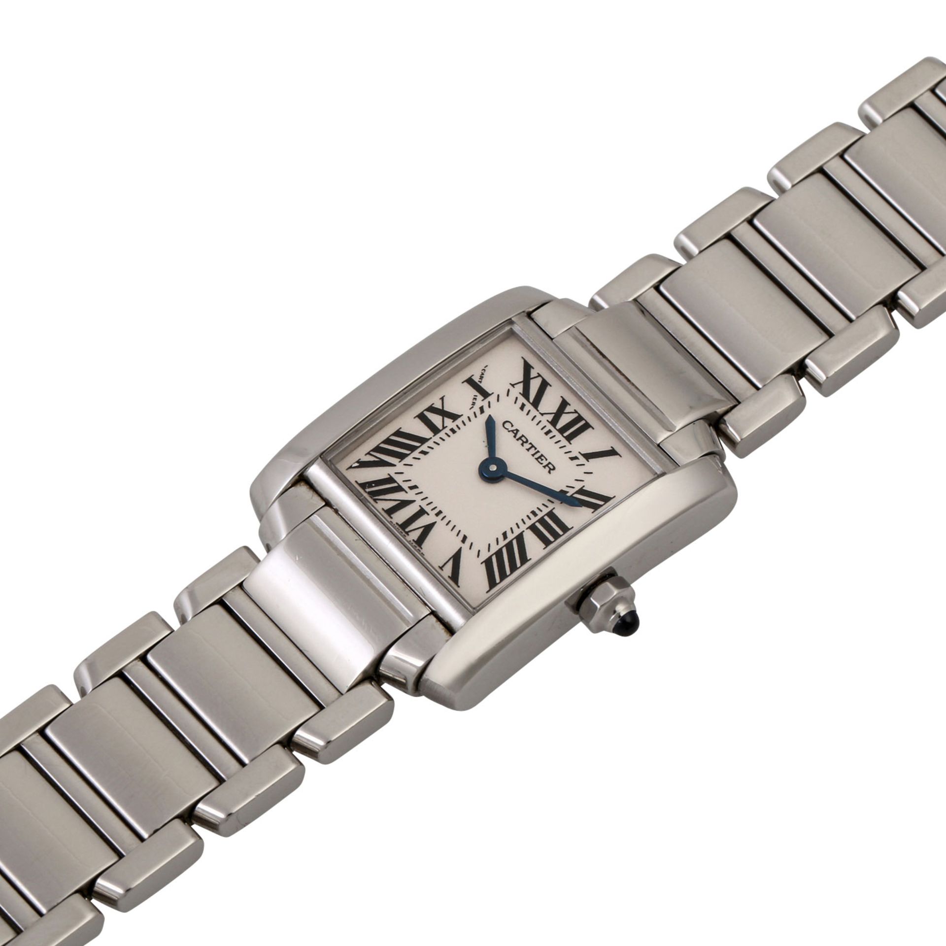 CARTIER Tank, Ref. 2384. Damenuhr. Edelstahl. Quarz-Werk. Deutliche Gebrauchsspuren an - Bild 4 aus 5