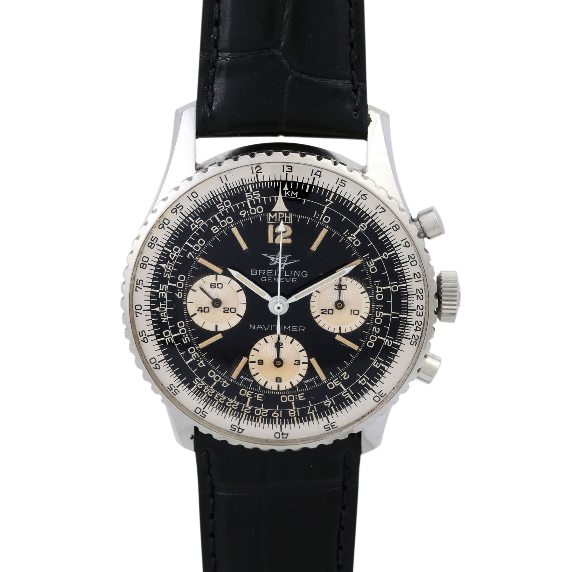 BREITLING Vintage Navitimer, Ref. 806. Herrenuhr. Edelstahl. Handaufzug-Werk. Lederban