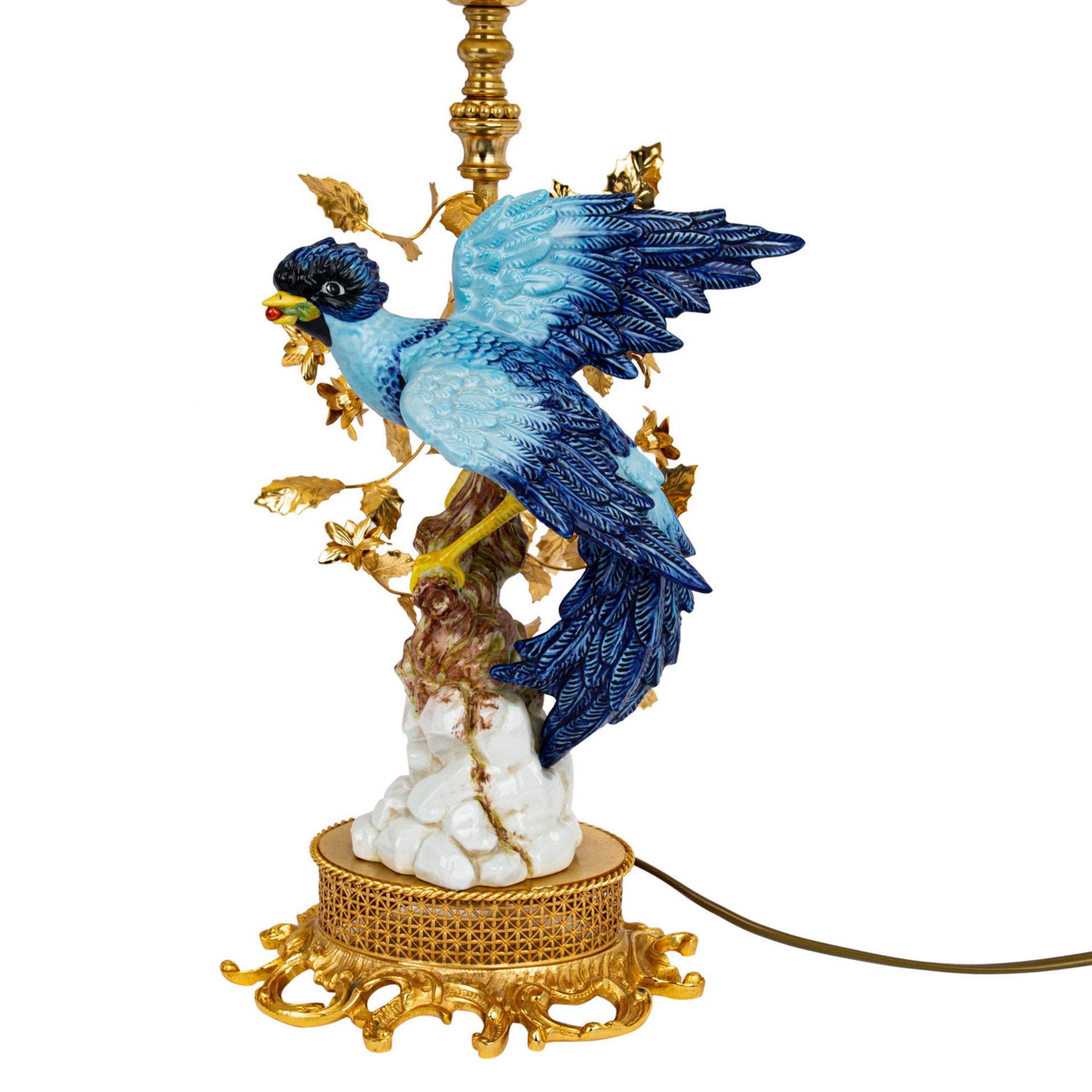 ITALIEN Paar Tischlampen mit Vogelfiguren, 20. Jhd. Paar einflammige Leuchten aus gold - Image 4 of 11
