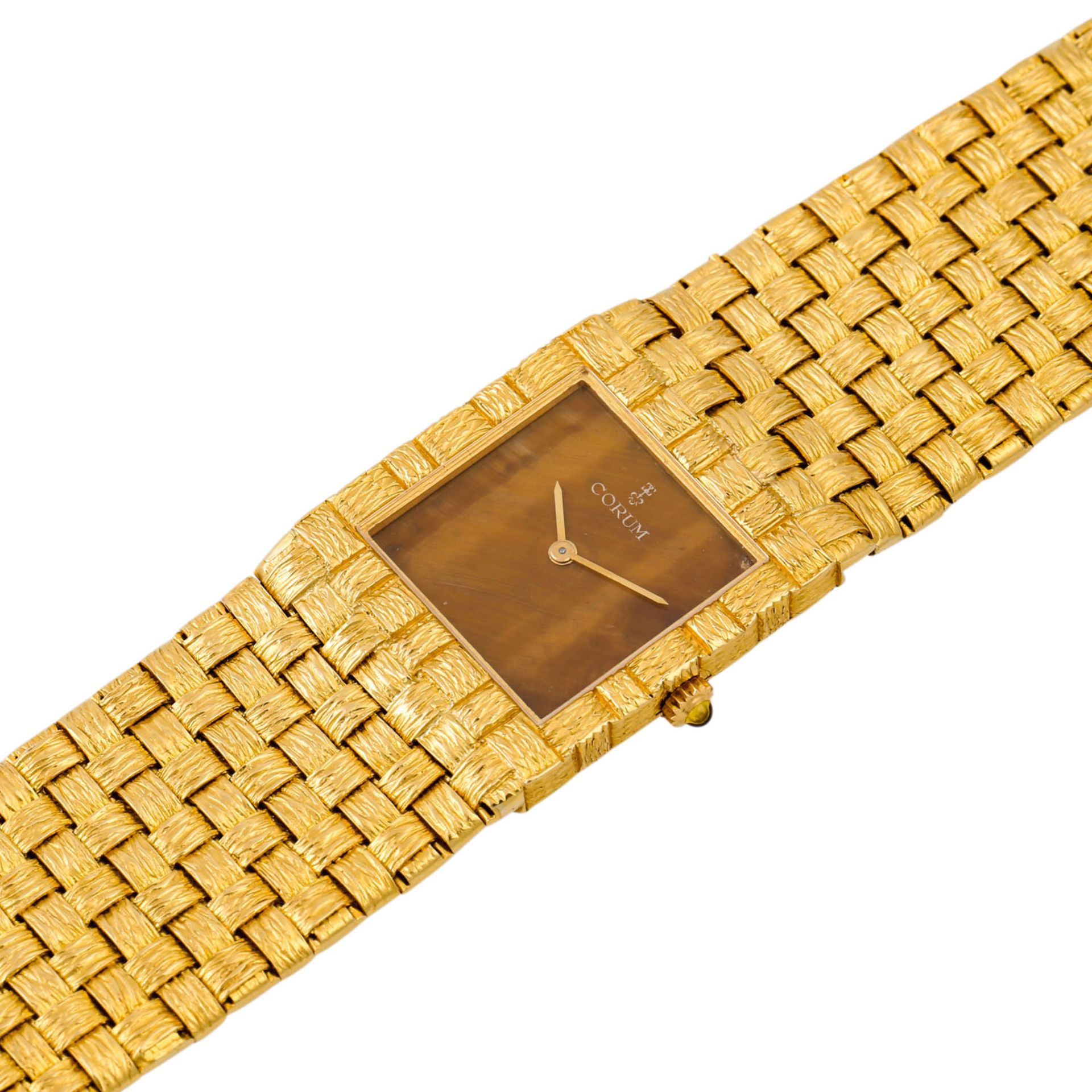 CORUM Vintage Armbanduhr mit "Tigerauge-Zifferblatt". Gold 18K. Handaufzug-Werk. Gebra - Image 4 of 7