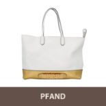 PFANDAUKTION - 1 MOSCHINO Shopper Tasche, Weiß /Goldfarben 1 MOSCHINO Shopper Tasche,