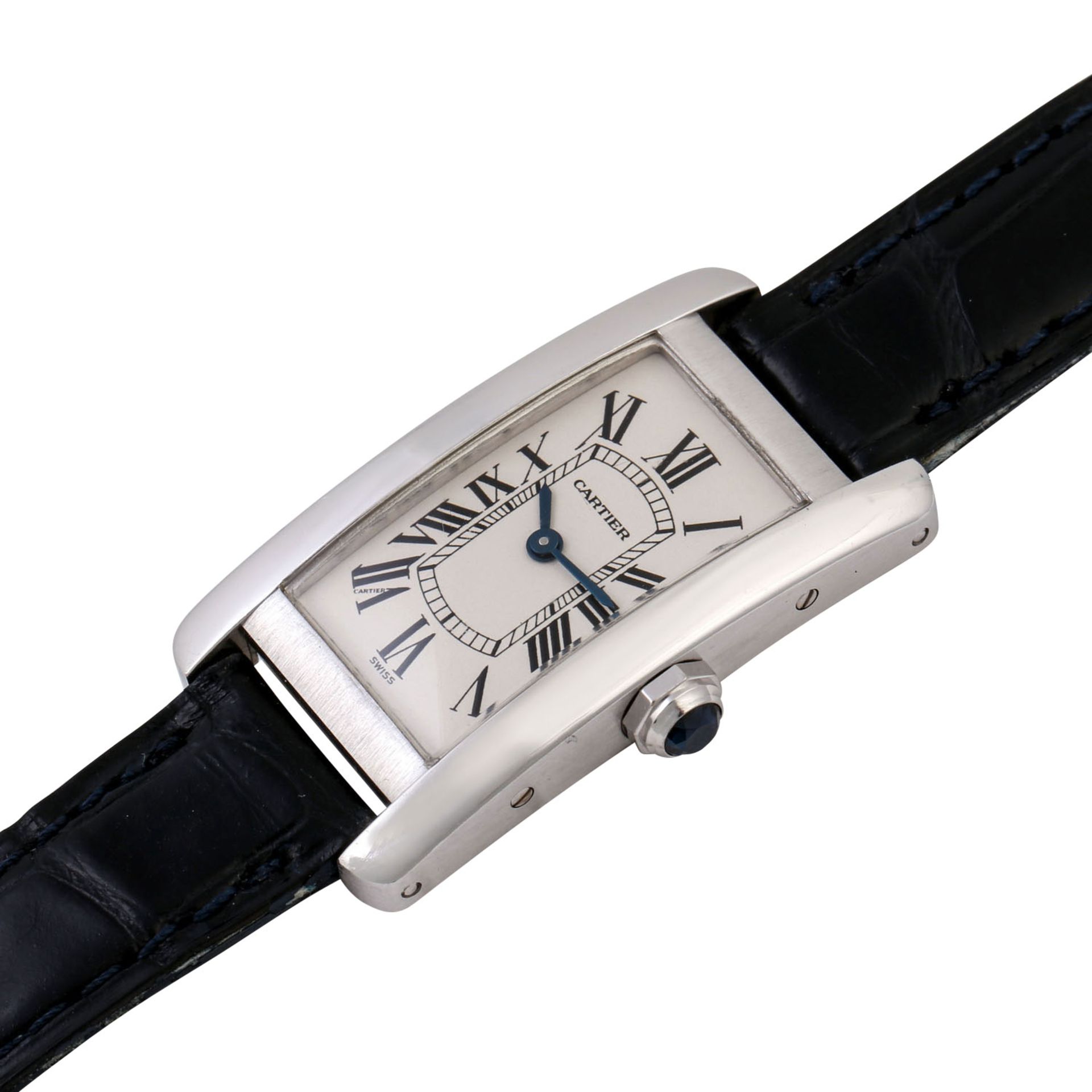 CARTIER Tank Americaine, Ref. 1713. Damenuhr. Gold 18K. Quarz-Werk. Lederband mit orig - Image 4 of 7