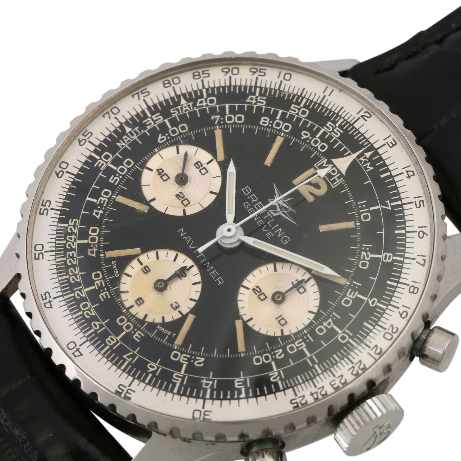 BREITLING Vintage Navitimer, Ref. 806. Herrenuhr. Edelstahl. Handaufzug-Werk. Lederban - Image 5 of 6