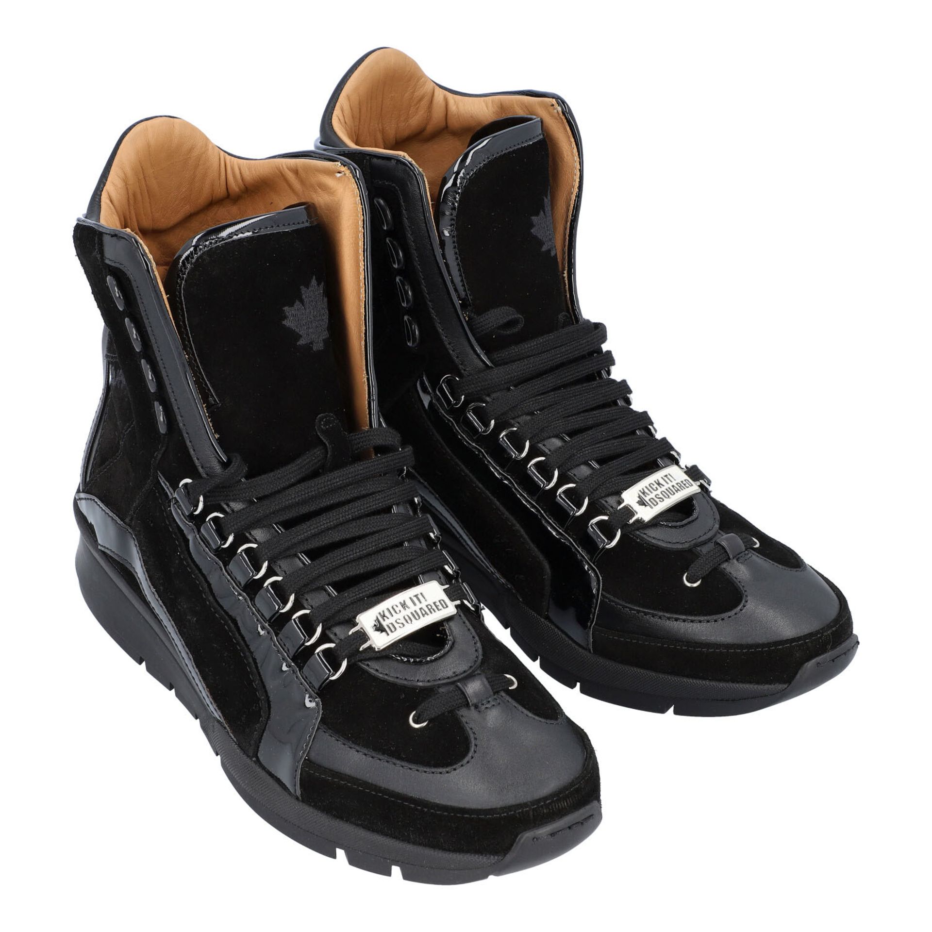 DSQUARED Paar Schuhe Gr. 43, NP: ca. 400 €, Leder und Wildleder, hoher Schuh, ungetr - Image 2 of 4