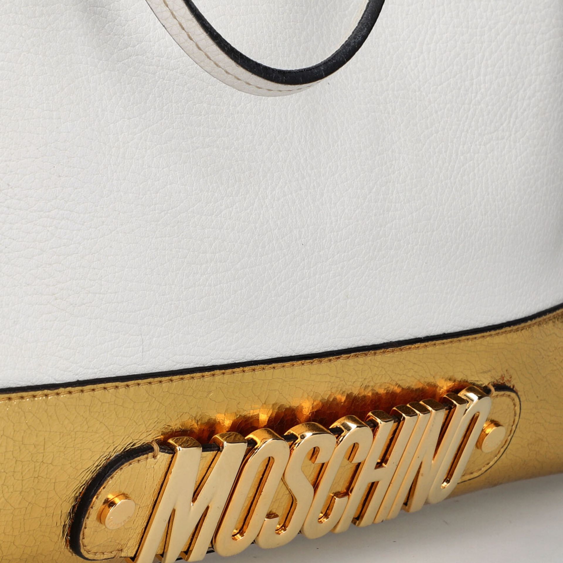 PFANDAUKTION - 1 MOSCHINO Shopper Tasche, Weiß /Goldfarben 1 MOSCHINO Shopper Tasche, - Image 8 of 8