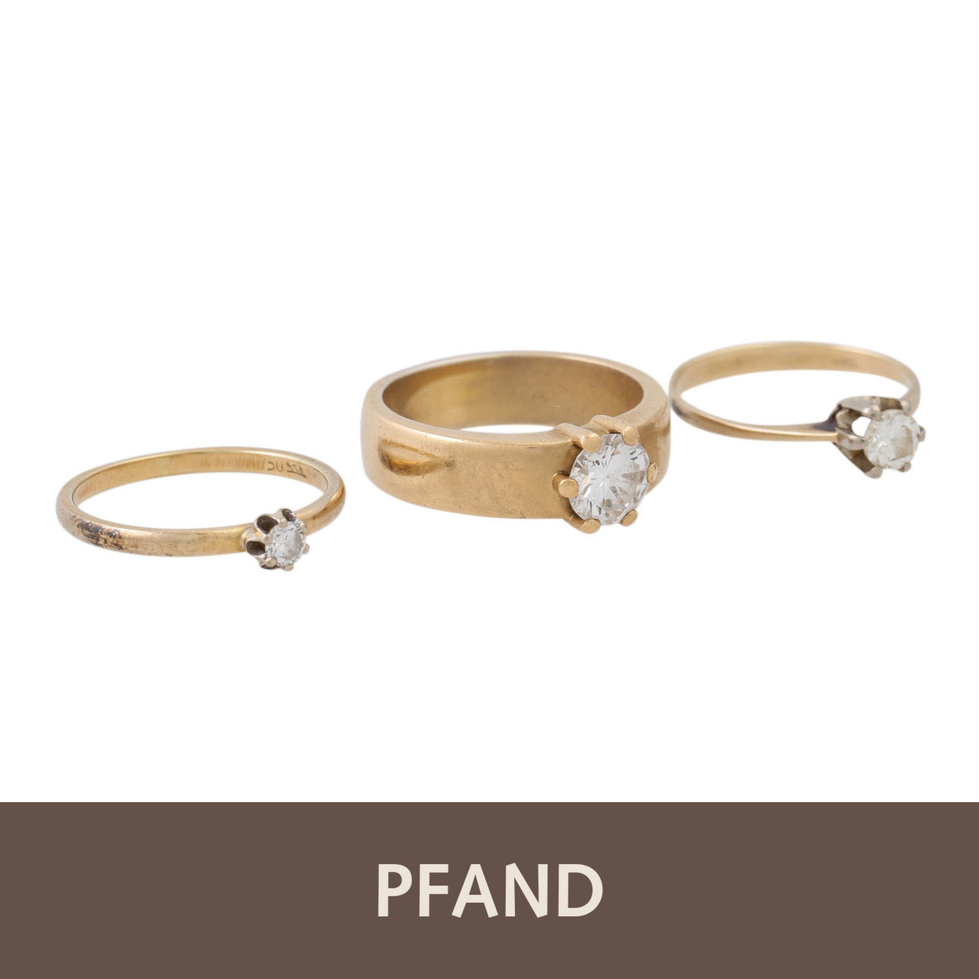 PFANDAUKTION - 1 Ring GG 18K, 1 Brillant ca. 1,21ct, TW/VS, 1 Ring GG 18K, 1 Brillant