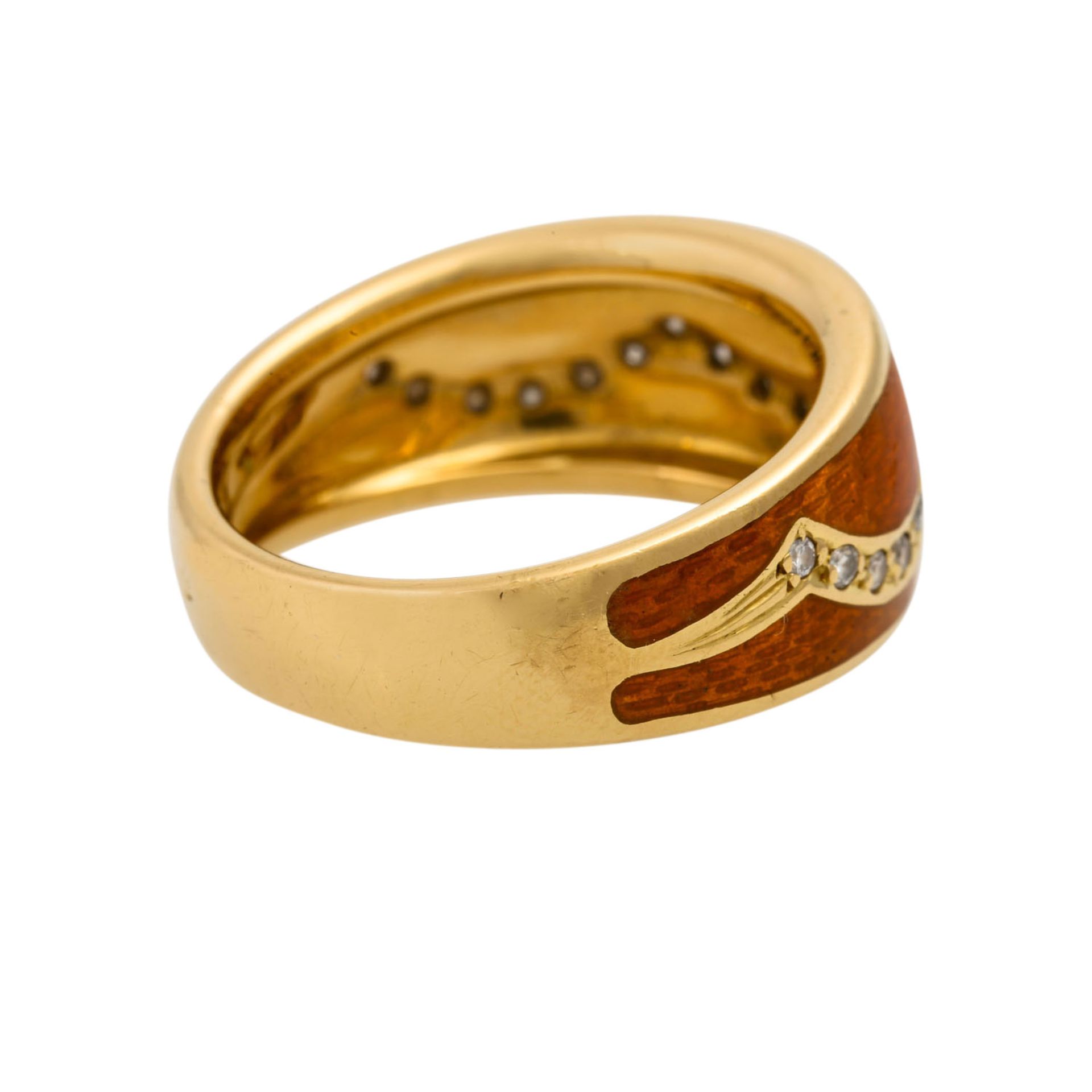 VICTOR MAYER Ring emailliert mit Brillanten zus. ca. 0,20 ct, gute Farbe u. Reinheit, - Image 3 of 4