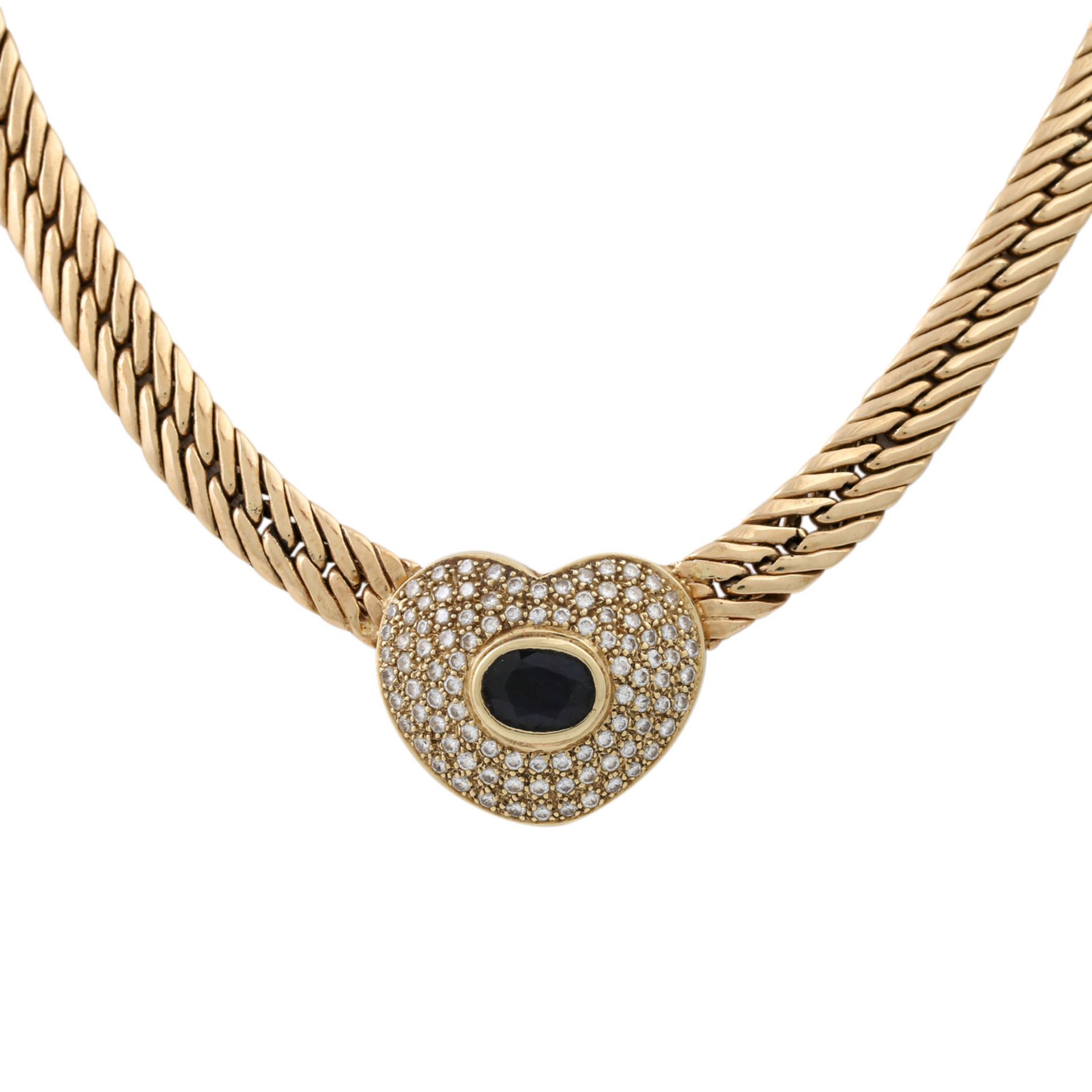 PFANDAUKTION - 1 Collier Brillanten ca. 1,10 ct Saphir Gold 14 kt 1 Collier Brillanten - Bild 2 aus 4