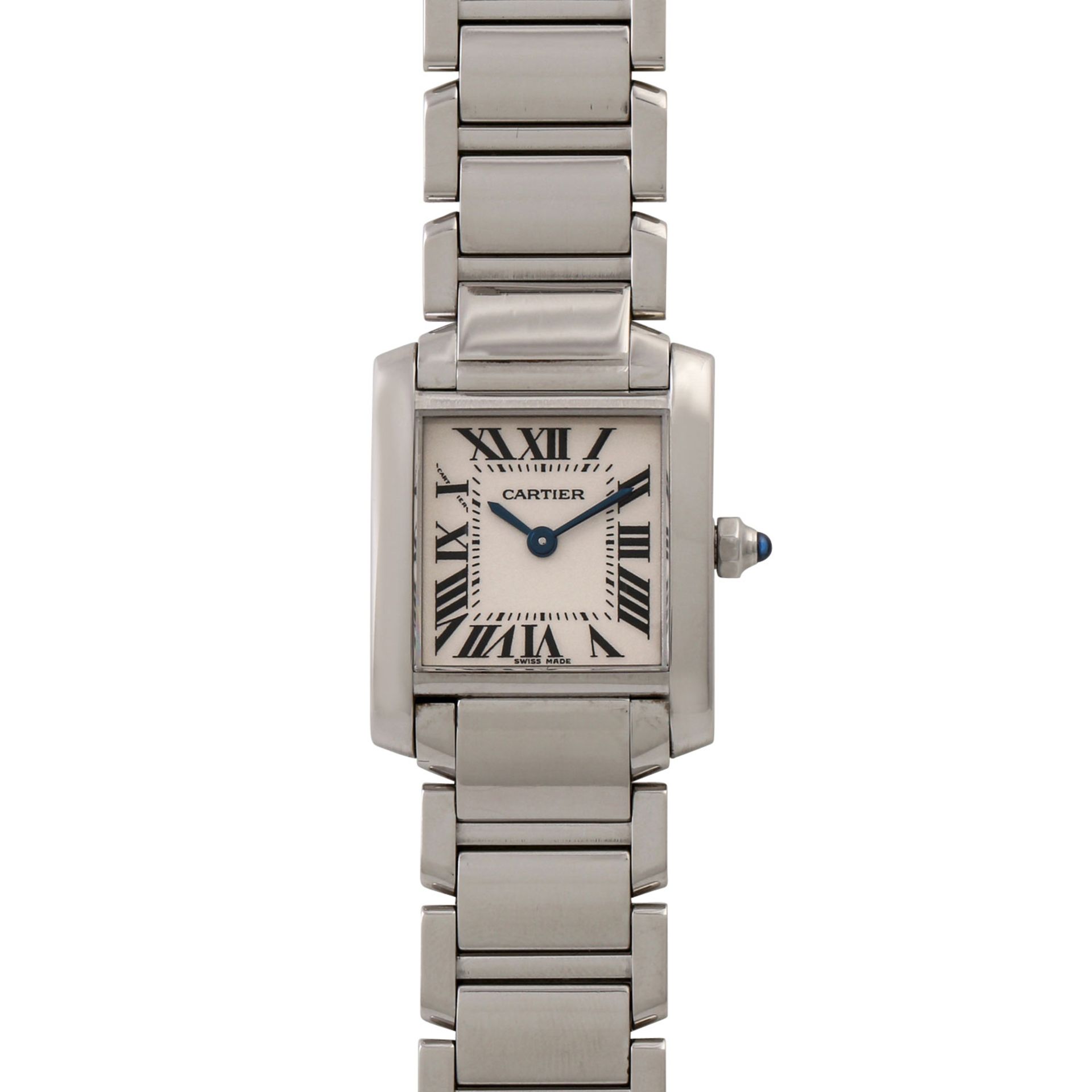 CARTIER Tank, Ref. 2384. Damenuhr. Edelstahl. Quarz-Werk. Deutliche Gebrauchsspuren an