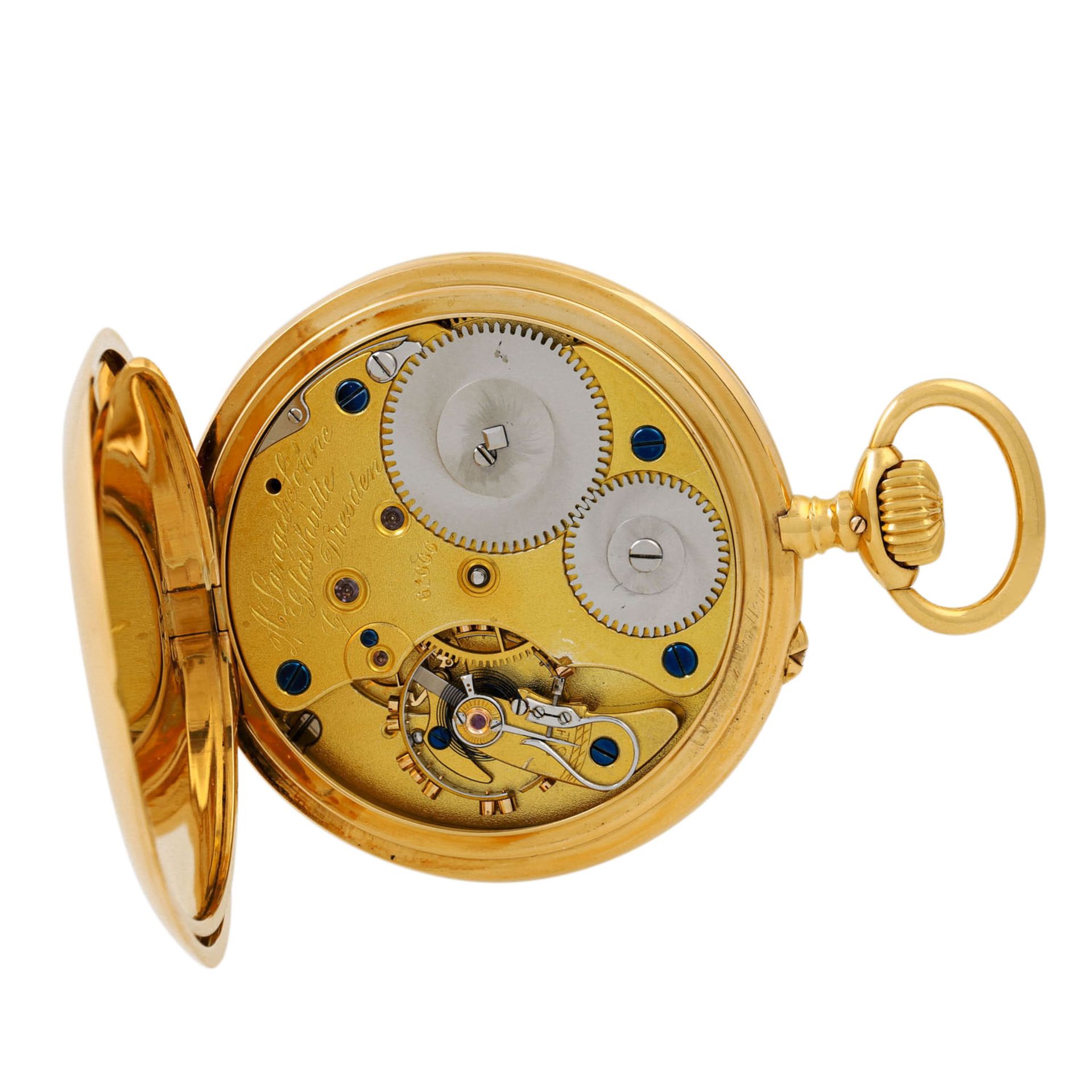 A. LANGE SÖHNE Lepine Taschenuhr. Gold 18K. Handaufzug-Werk. Gebrauchsspuren an Gehä - Bild 5 aus 8