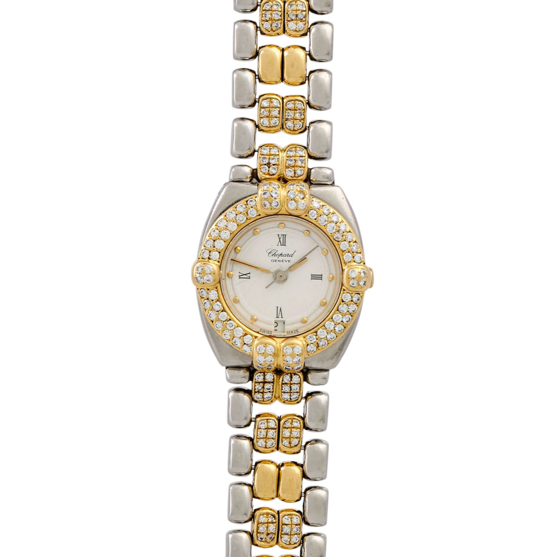 CHOPARD Gstaad Lady, Ref. 8112. Damenuhr. Edelstahl/Gold 18K, Lünette und Band mit Di