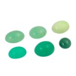 Konvolut grüne Steine von 6,03 (Aventurin) + 14,33 (Chrysopras) + 20,88 (Chrysopras)
