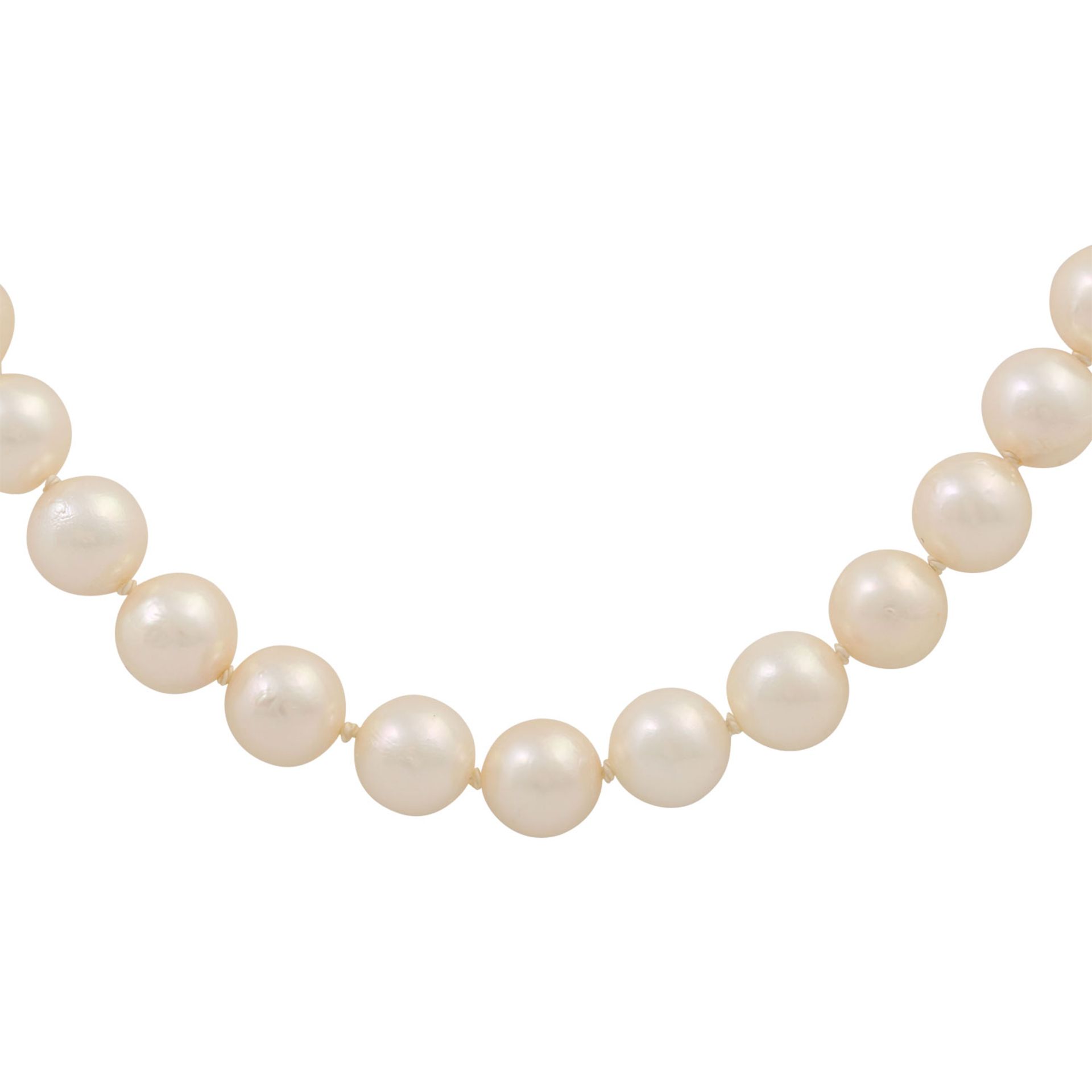 Akoya Perlenkette mit Schließe aus GG/WG 14K, Zuchtperlen ca. 6,9 mm, schöner Lüste - Bild 2 aus 4
