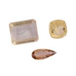 Konvolut 3 Sammlersteine Dolomit (6,11 ct) + Axinit (0,93 ct) + Skapolith (2,00 ct), s