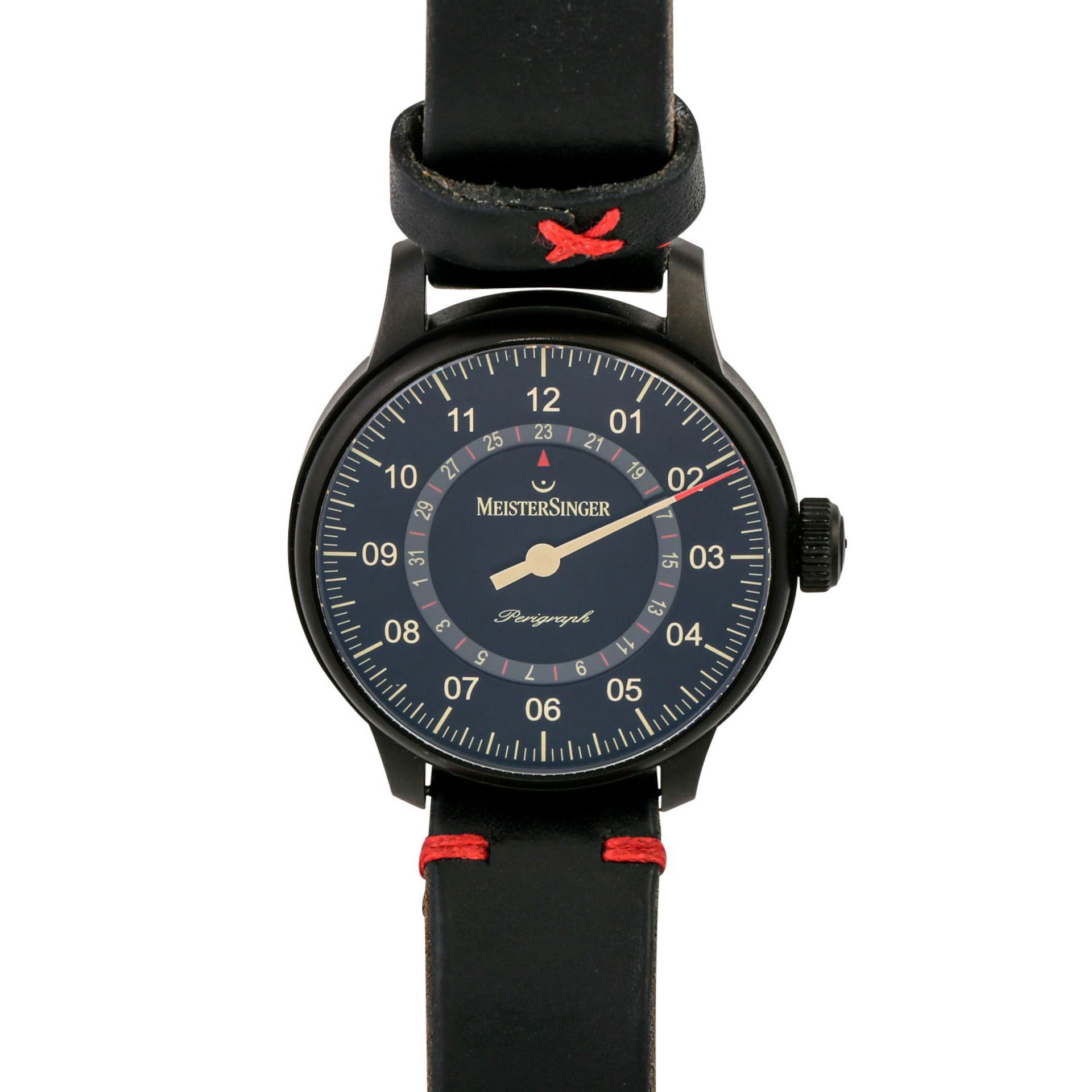 MEISTERSINGER Perigraph Black Line, Ref. AM1002BL. Herrenuhr. Neupreis: 1.890,- Euro.