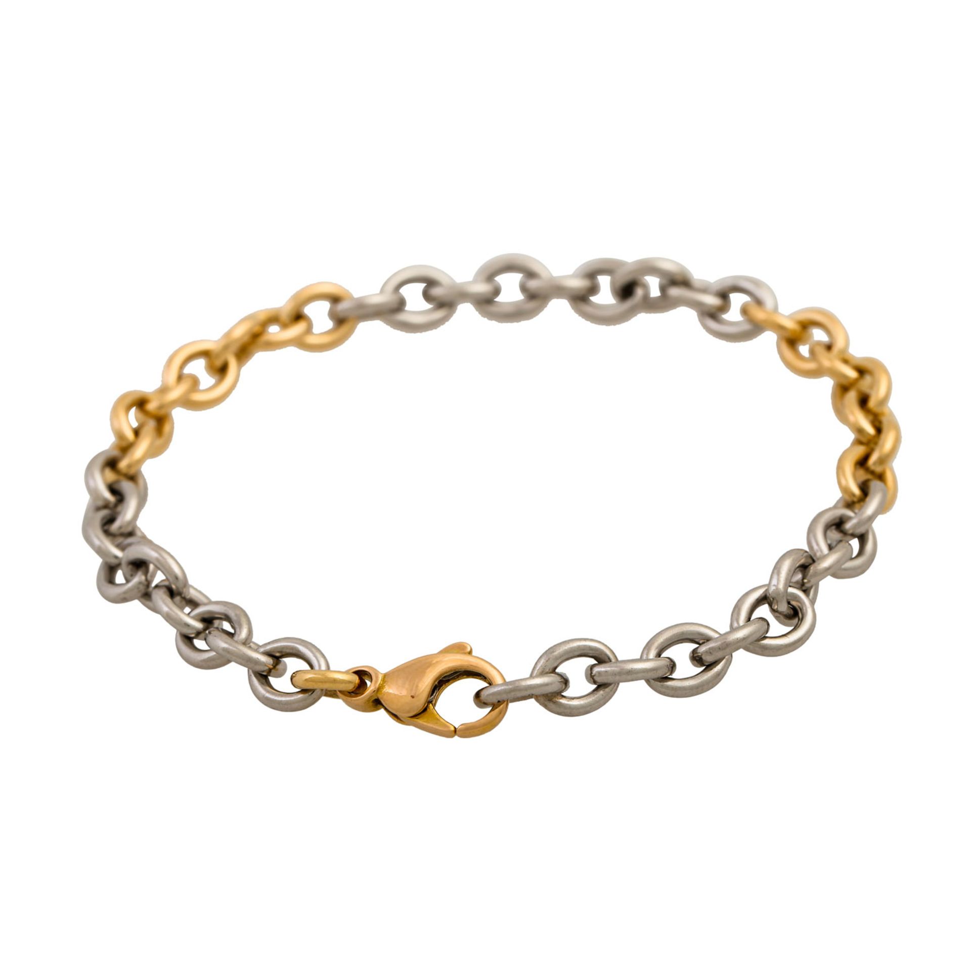 Armband aus massiven Ösen, leicht oval, aus Platin und GG 18K, 23,4 g, L: 19,5 cm, En - Image 2 of 5