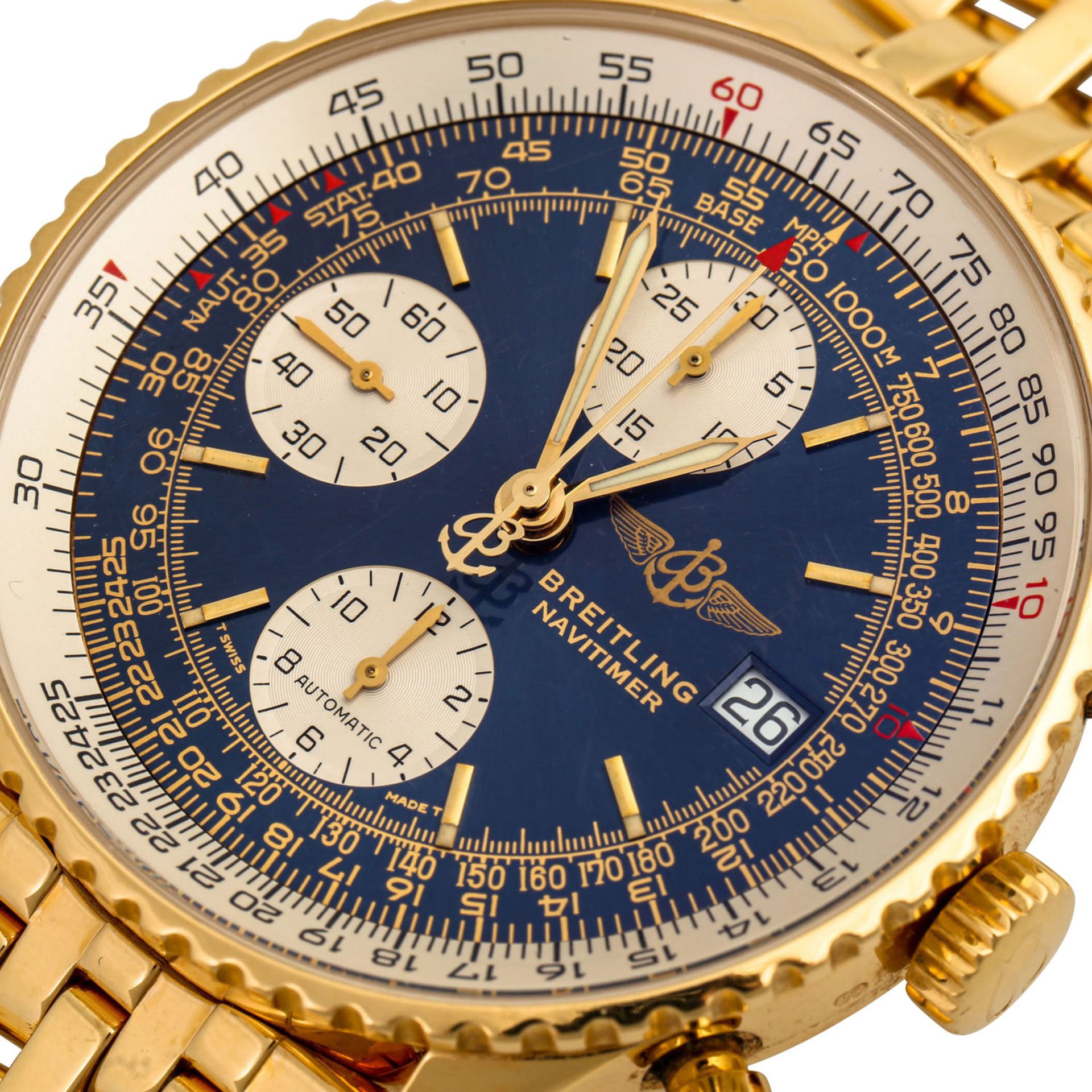 BREITLING Old Navitimer, Ref. K13322. Herrenuhr. Gold 18K. Automatic-Werk. Gebrauchssp - Image 5 of 9