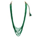 8-reihige Smaragdkette, facettierte Linsen ca. 2-5 mm im Verlauf, tansparent bis trans