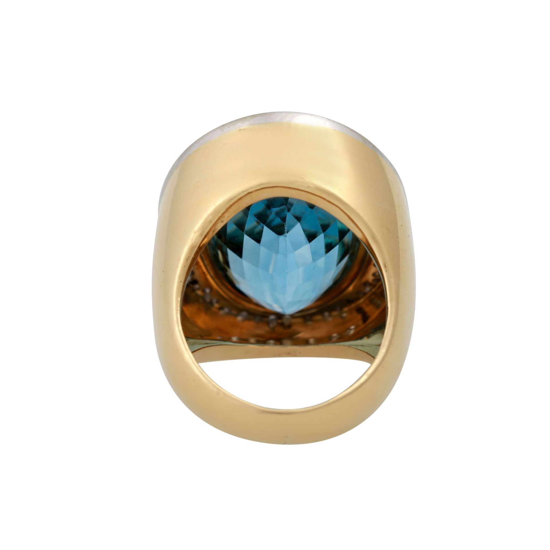 Massiver Ring mit Blautopas ca. 30 ct und Brillanten zus. ca. 0,75 ct, mittlere Farbe - Image 4 of 5