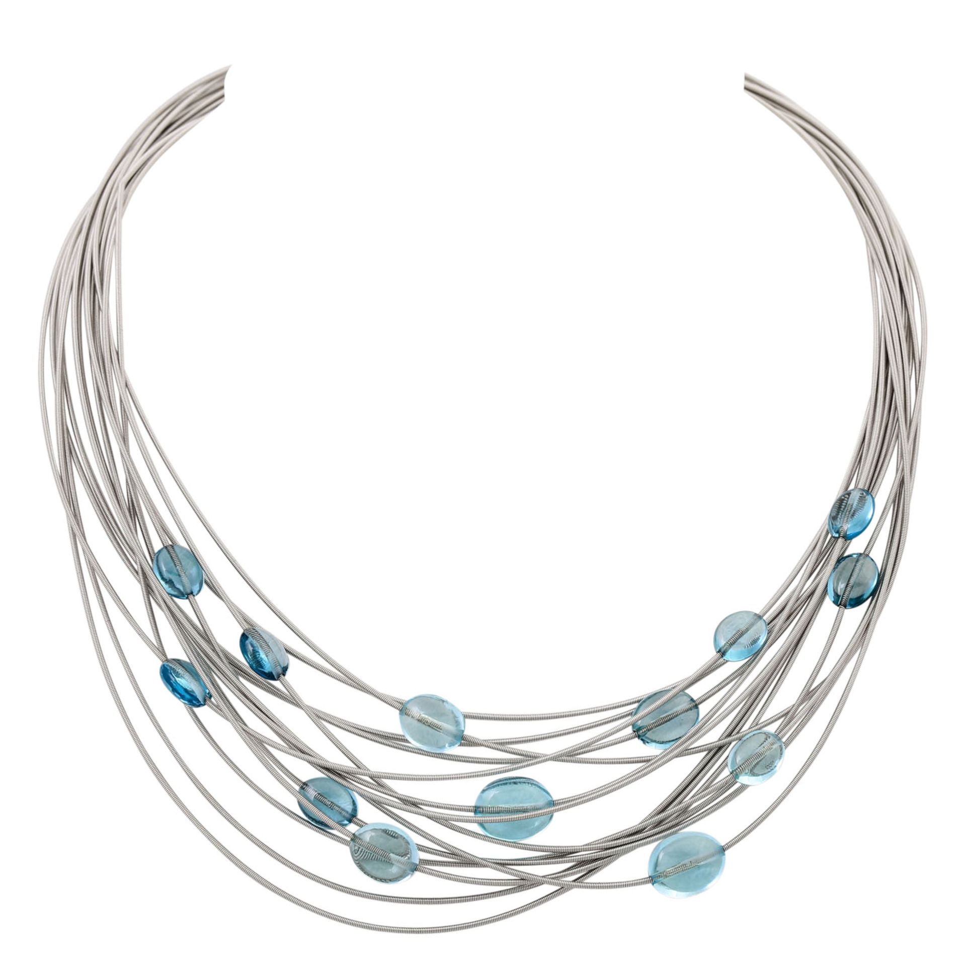 MARCO BICEGO Schmuckset mit Blautopasen, WG 18K, 88,3 gr, Collier L: ca. 41 cm, Armban - Image 2 of 7